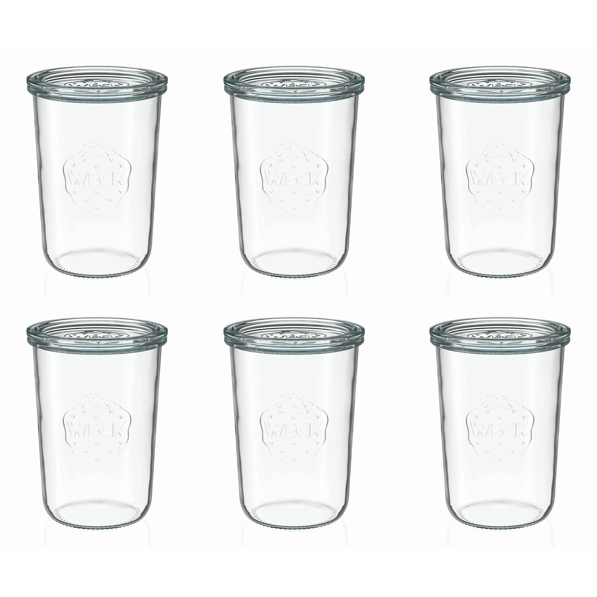6x Κυλινδρικό βάζο WECK 850 ml με γυάλινο καπάκι RR 100