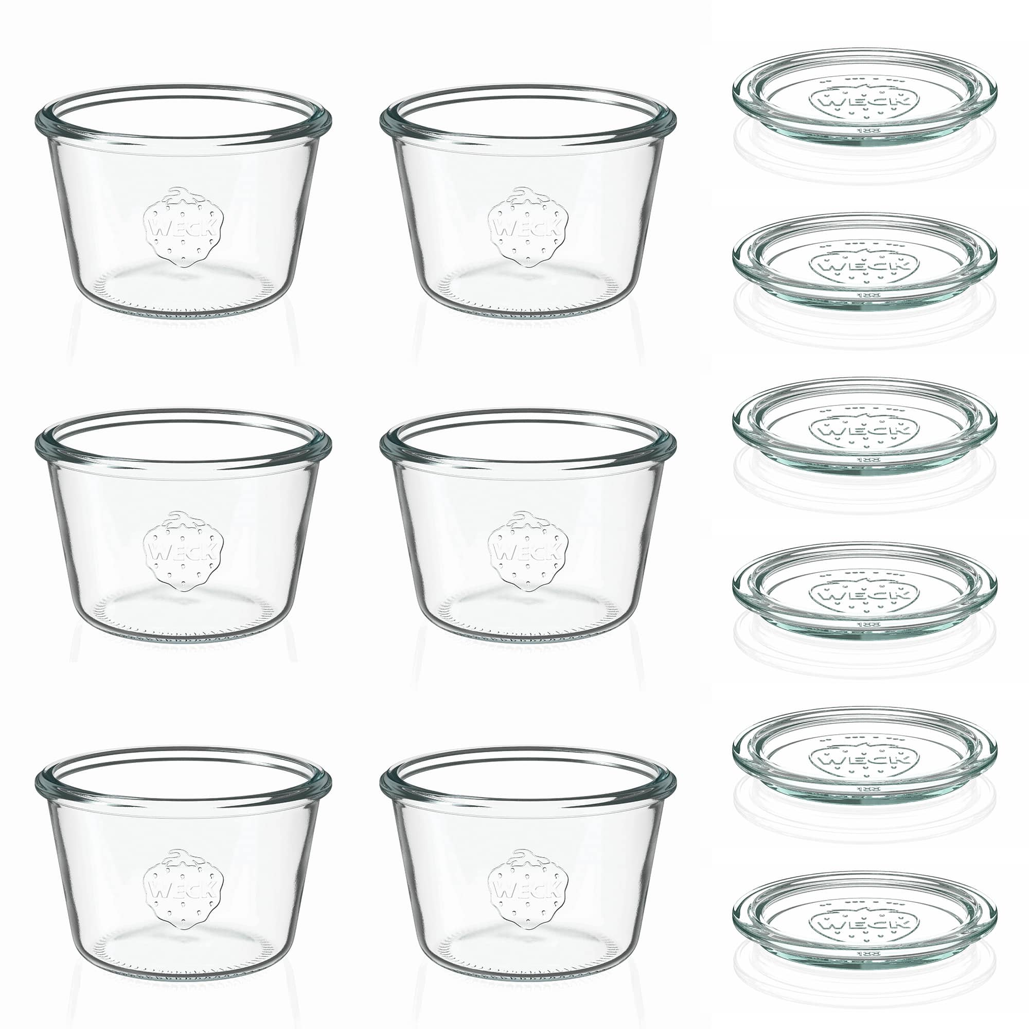 6x Κυλινδρικό βάζο WECK 370 ml με γυάλινο καπάκι RR 100