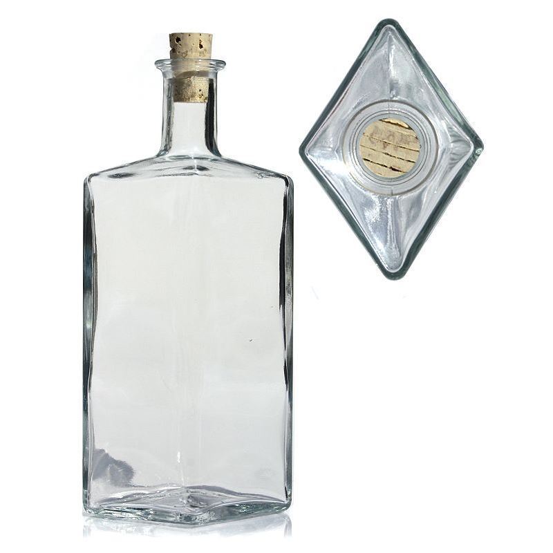 Γυάλινο μπουκάλι 'Riva' 500 ml, ρομβοειδές, στόμιο: φελλός