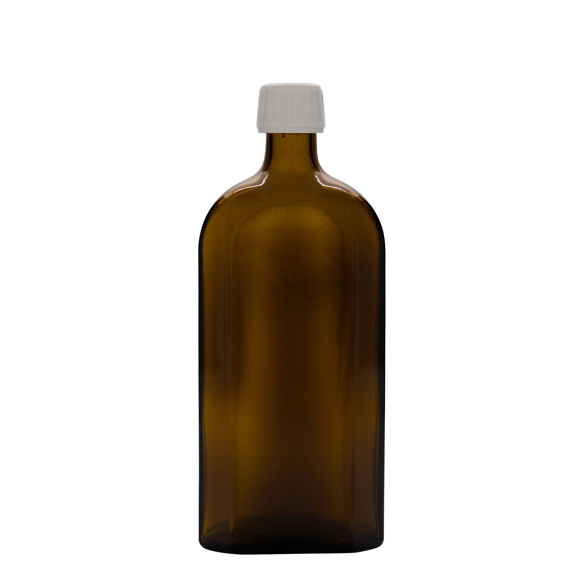 500 ml ιατρικό μπουκάλι Meplat, οβάλ, γυάλινο, καφέ, στόμιο: PP 28