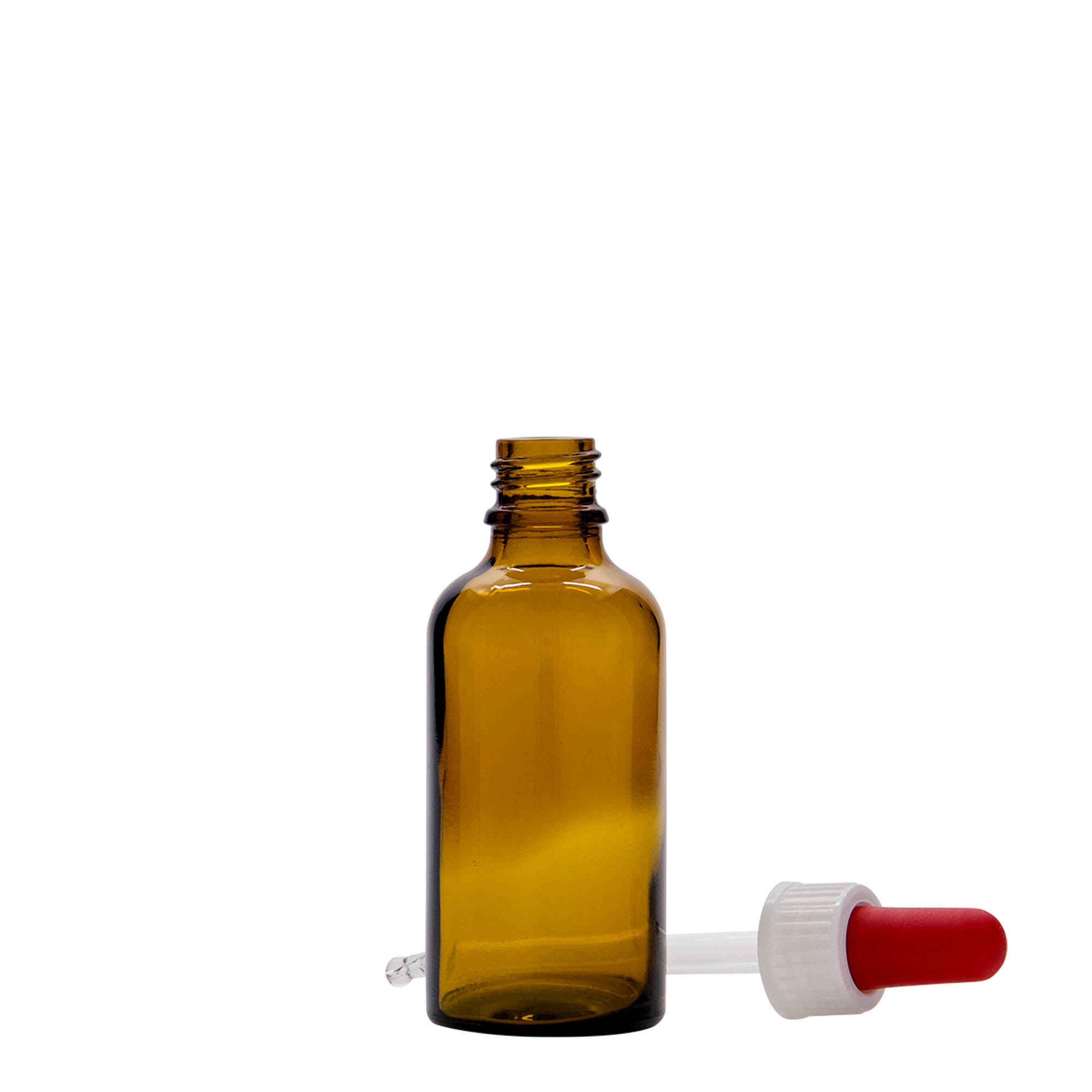 50 ml φιαλίδιο με πιπέτα, ιατρικό, γυάλινο, καφέ-κόκκινο, στόμιο: DIN 18