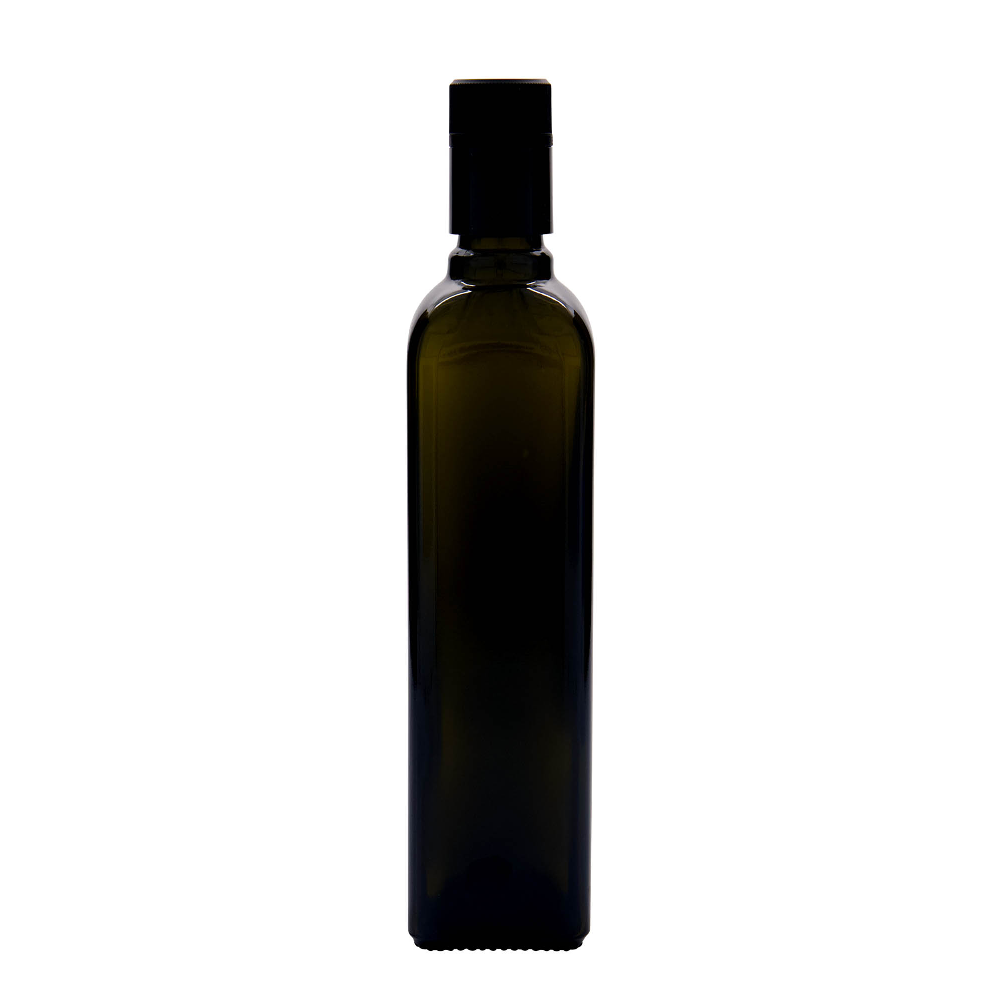 Μπουκάλι για ξίδι/λάδι 'Quadra' 500 ml, γυάλινο, τετράγωνο, πράσινο αντικέ, στόμιο: DOP