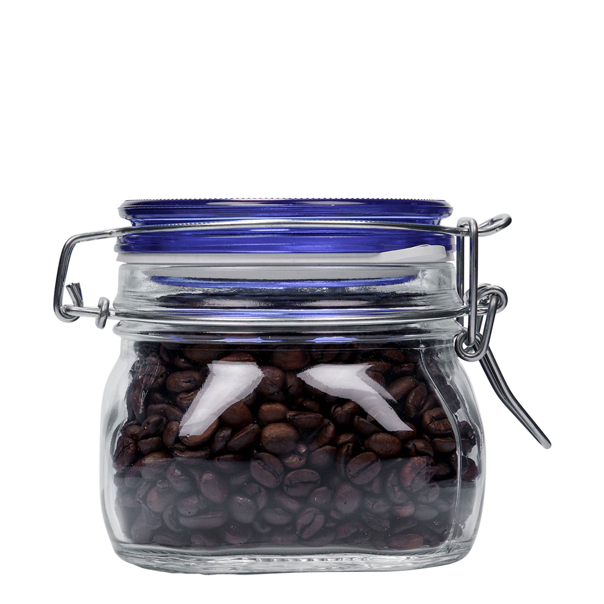 Βάζο με καπάκι με κλιπ 'Fido' Blue Top 500 ml, τετράγωνο, στόμιο: καπάκι με κλιπ Βάζο με καπάκι με κλιπ 'Fido' Blue Top 500 ml, τετράγωνο, στόμιο: καπάκι με κλιπ