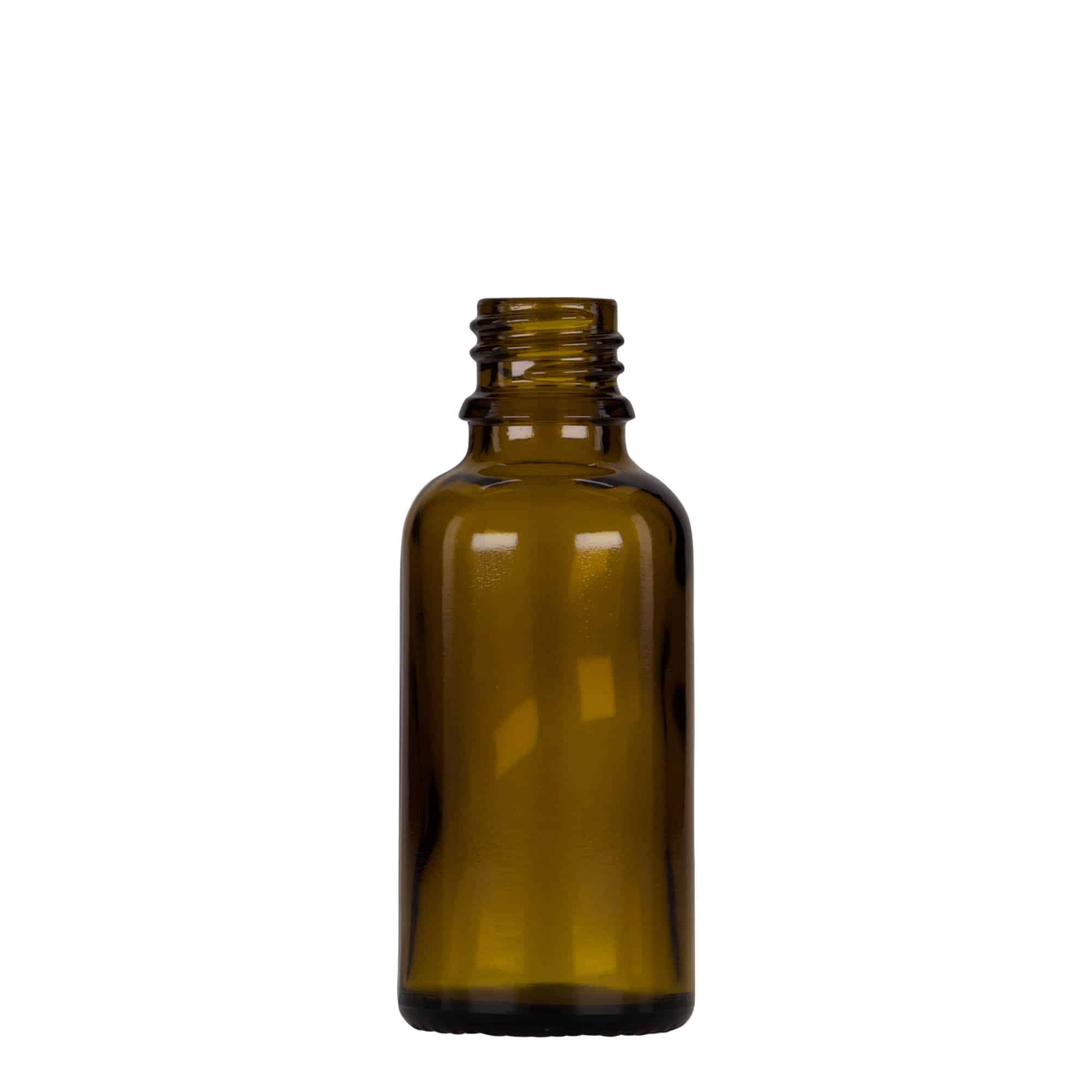 Μπουκάλι φαρμάκου με σταγονόμετρο 30 ml, γυάλινο, καφέ-μαύρο, στόμιο: DIN 18