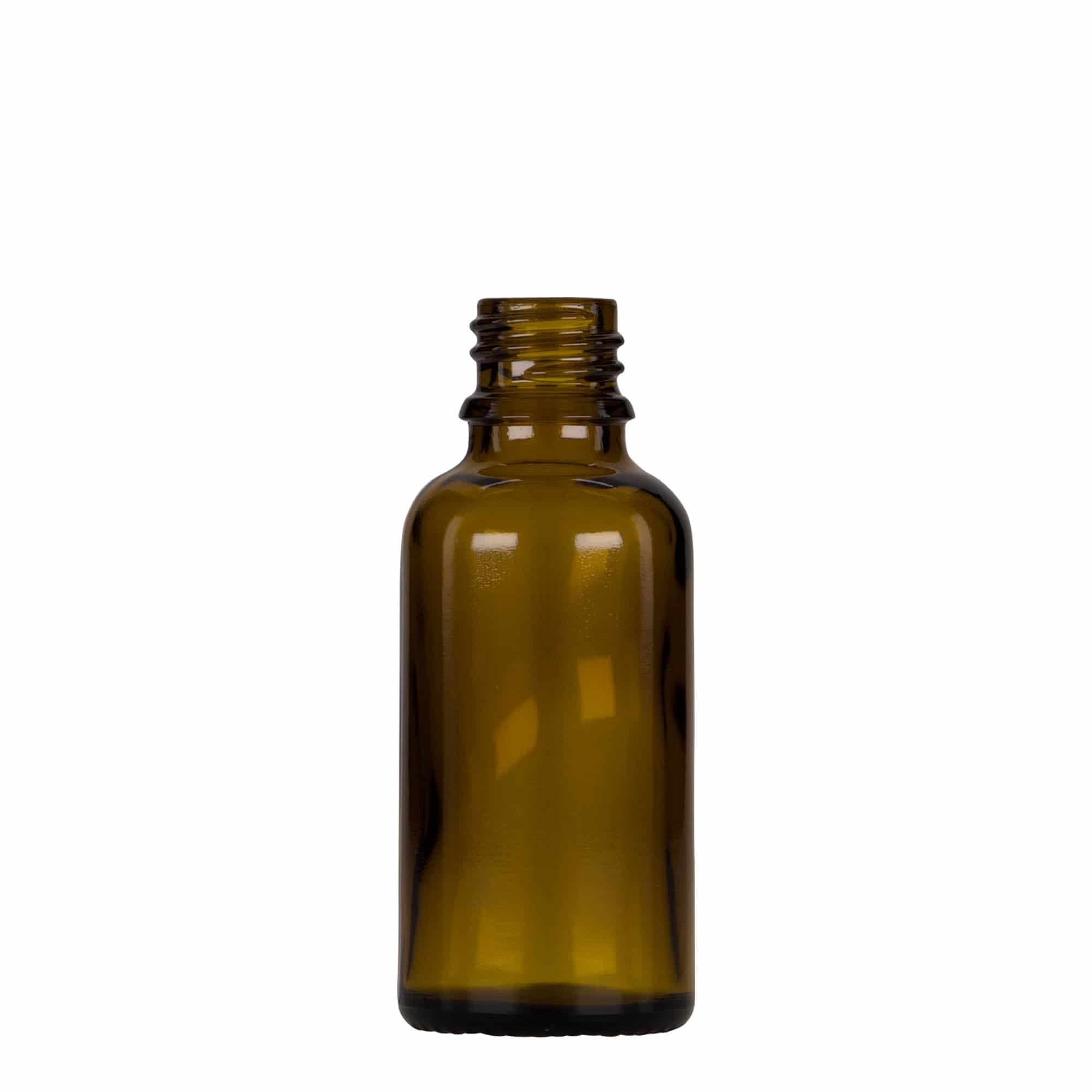Μπουκάλι φαρμάκου με σταγονόμετρο 30 ml, γυάλινο, καφέ-μαύρο, στόμιο: DIN 18