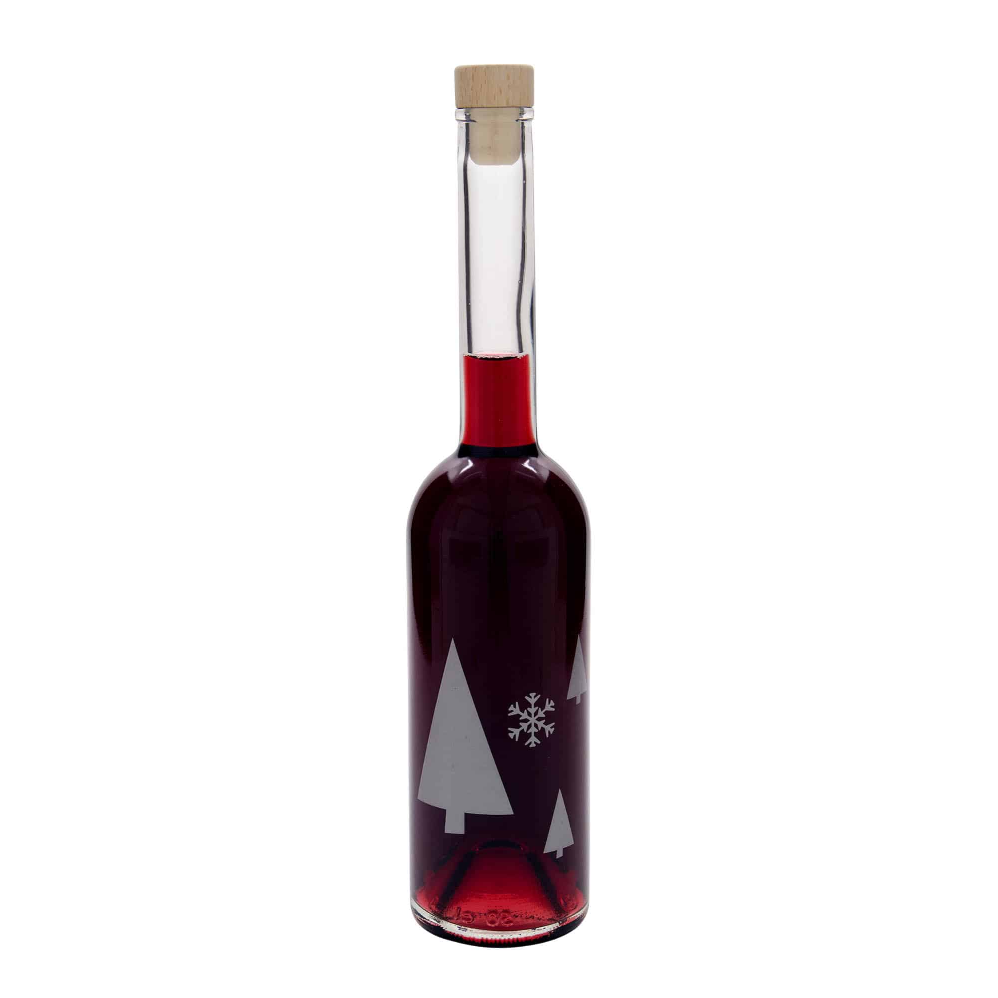 Γυάλινο μπουκάλι 'Opera' 500 ml, σχέδιο: χιονονιφάδες, στόμιο: φελλός