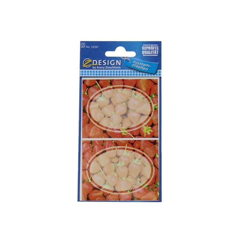 Ετικέτες Zweckform 'Φράουλες', οβάλ, χάρτινες, πολύχρωμες