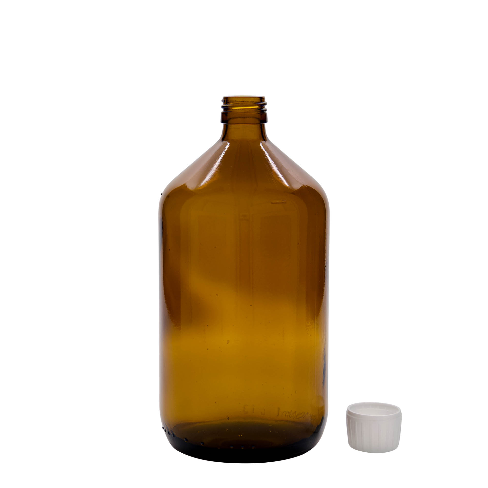 Μπουκάλι φαρμάκου 1.000 ml, καφέ, γυάλινο, στόμιο: PP 28