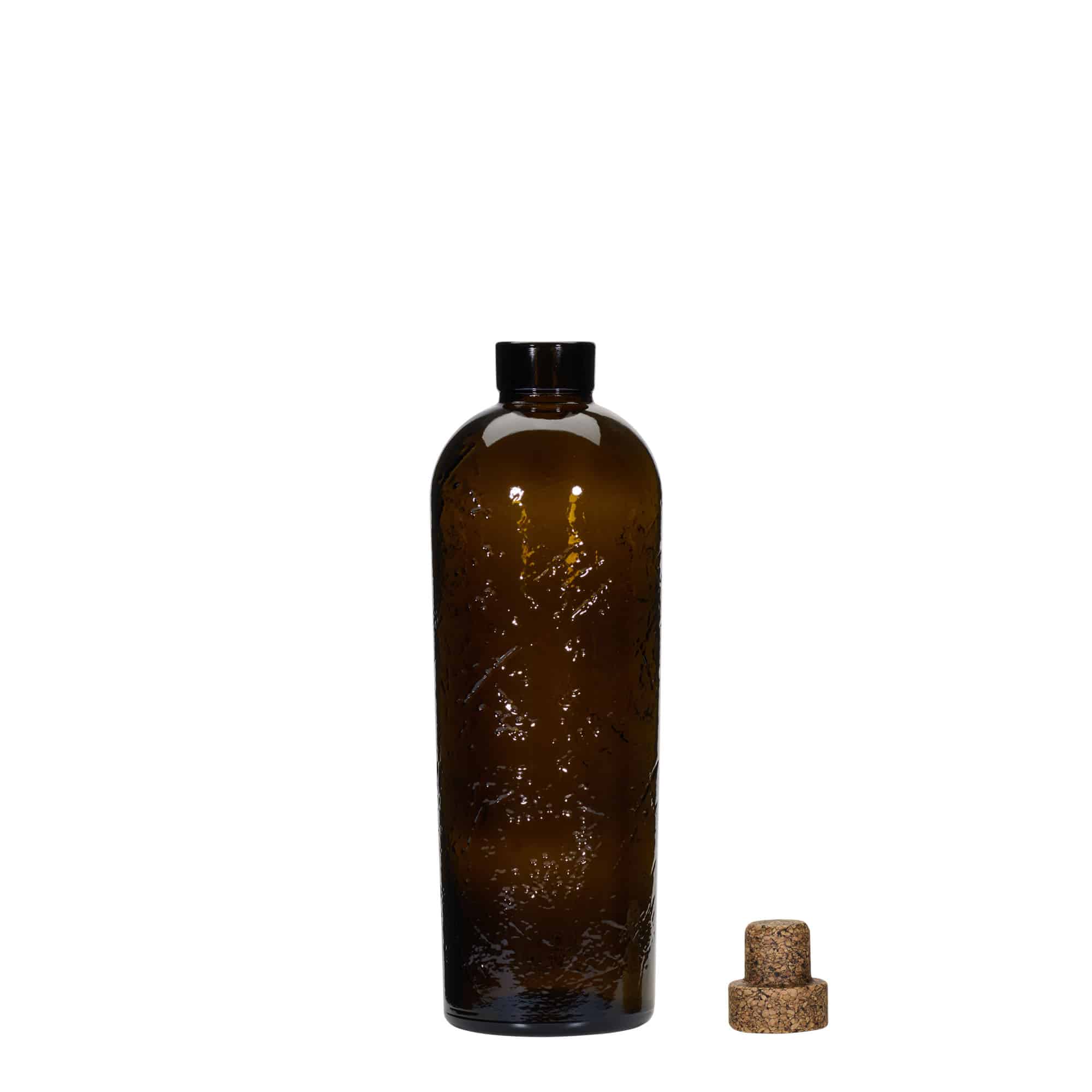 700 ml Άγρια Κατασκευασμένο Γυάλινο Μπουκάλι 'Natural', καφέ, Λαιμός: Φελλός