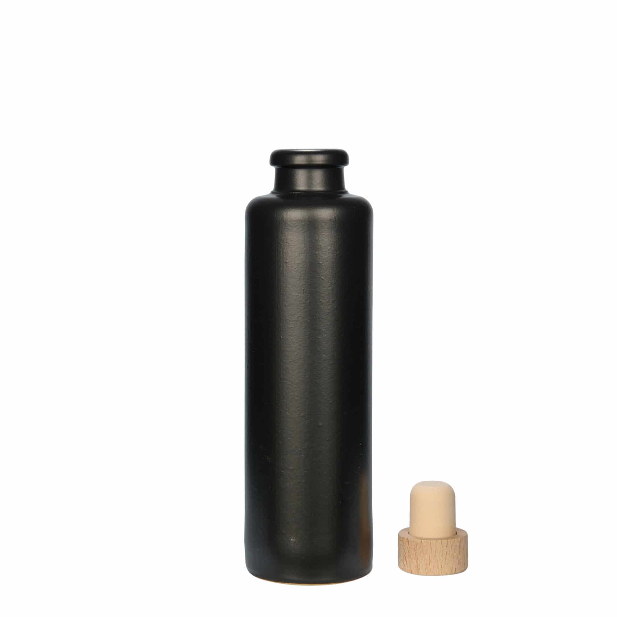 Κεραμικό μπουκάλι 200 ml, κεραμικό, μαύρο, στόμιο: φελλός