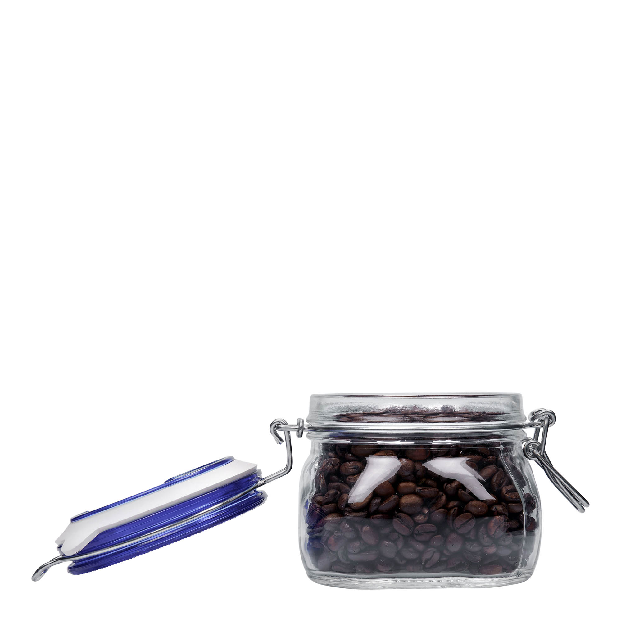 Βάζο με καπάκι με κλιπ 'Fido' Blue Top 500 ml, τετράγωνο, στόμιο: καπάκι με κλιπ Βάζο με καπάκι με κλιπ 'Fido' Blue Top 500 ml, τετράγωνο, στόμιο: καπάκι με κλιπ