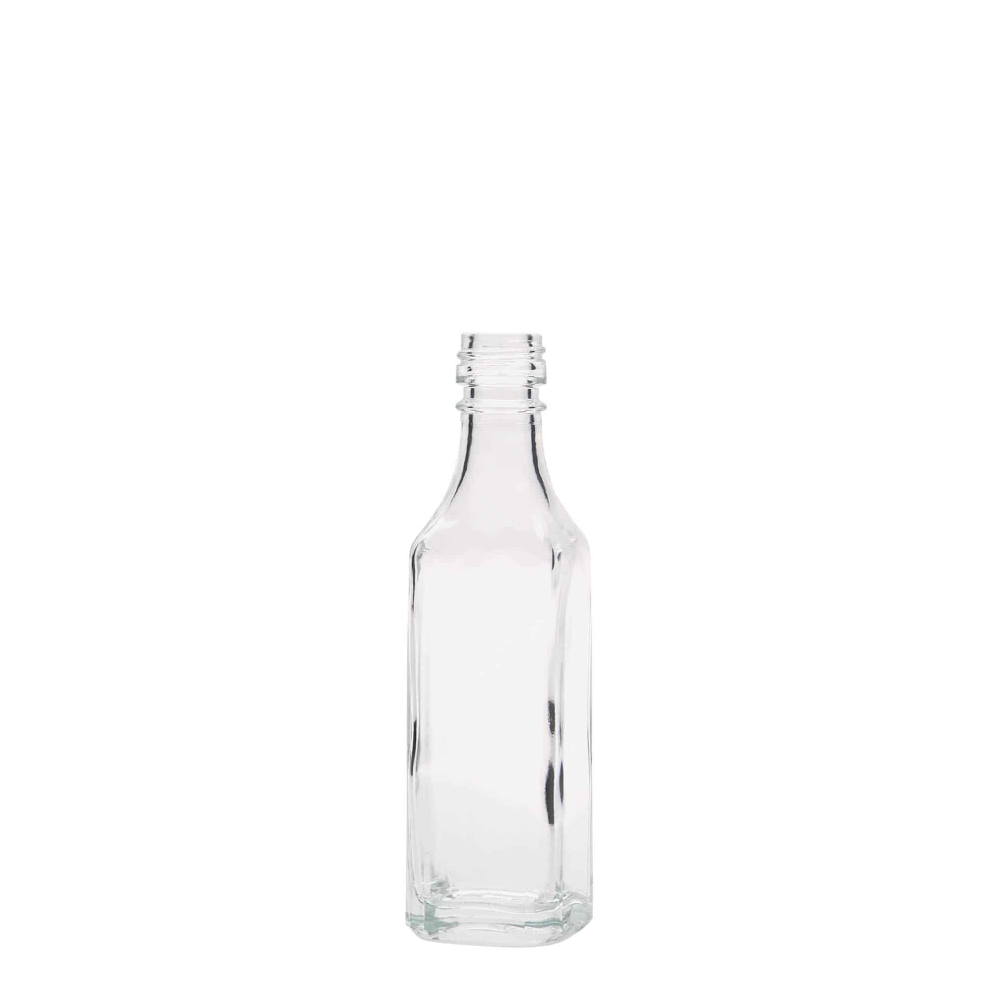 Γυάλινο μπουκάλι 'Siena' 50 ml, τετράγωνο, στόμιο: PP 18