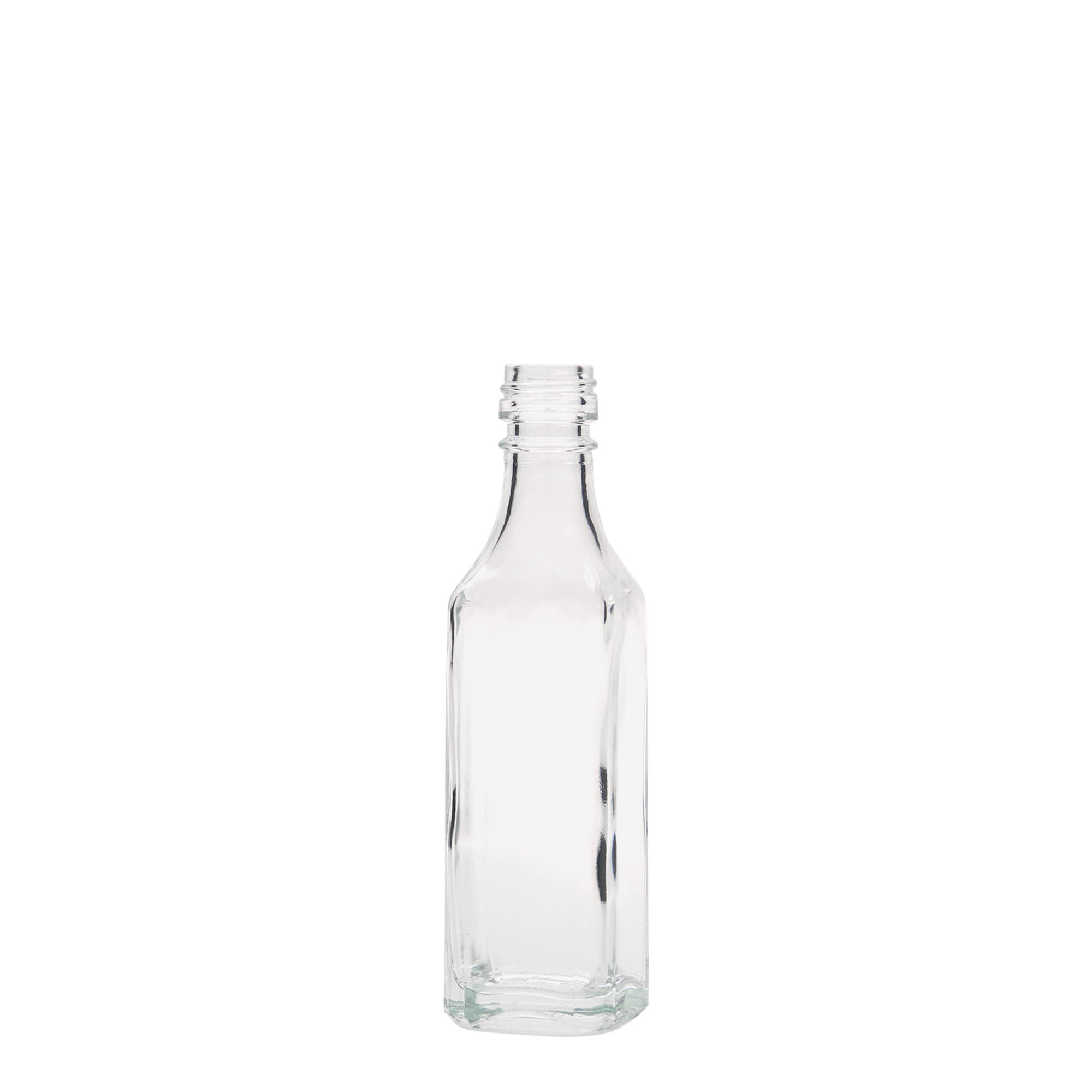 Γυάλινο μπουκάλι 'Siena' 50 ml, τετράγωνο, στόμιο: PP 18
