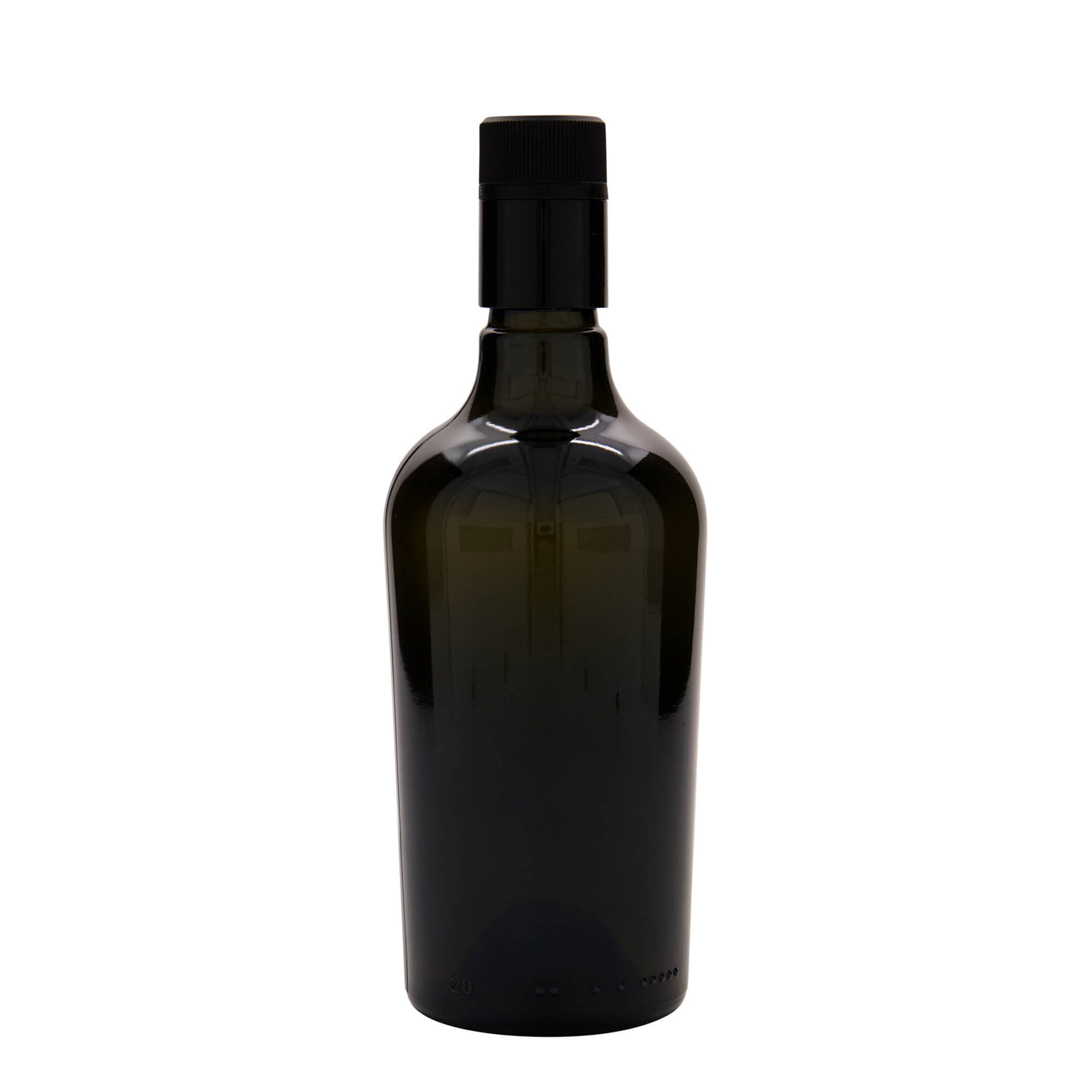 500 ml μπουκάλι ξυδιού/λαδιού 'Oleum', γυαλί, παλαιωμένο πράσινο, στόμιο: DOP