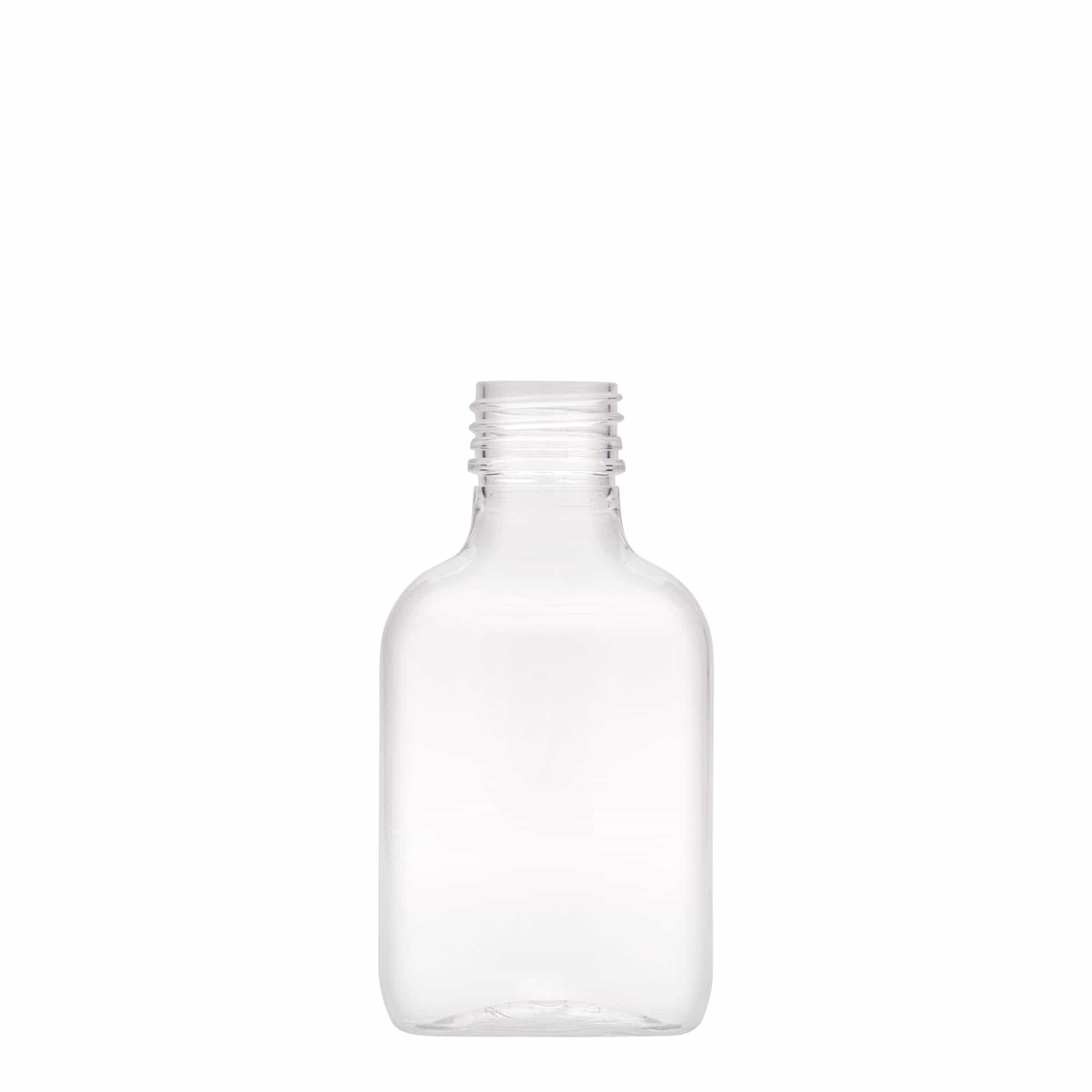 Φλασκί τσέπης 100 ml, οβάλ, πλαστικό PET, στόμιο: PP 28 Φλασκί τσέπης 100 ml, οβάλ, πλαστικό PET, στόμιο: PP 28