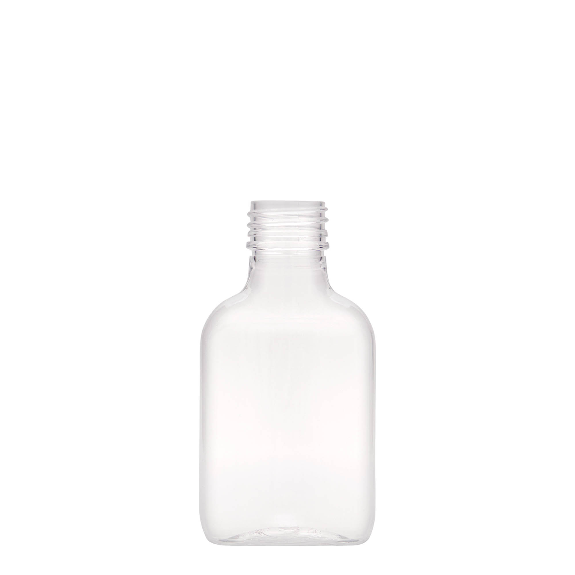 Φλασκί τσέπης 100 ml, οβάλ, πλαστικό PET, στόμιο: PP 28 Φλασκί τσέπης 100 ml, οβάλ, πλαστικό PET, στόμιο: PP 28