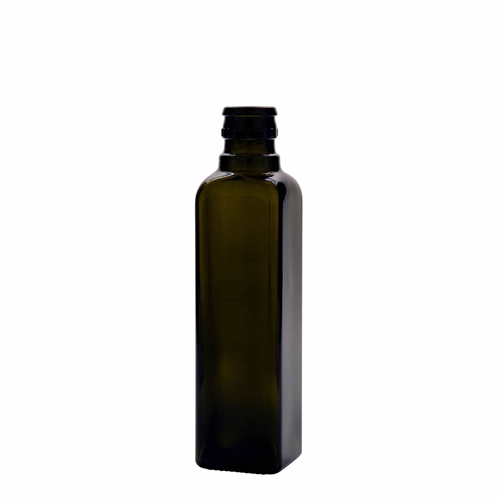 Μπουκάλι για ξίδι/λάδι 'Quadra' 250 ml, γυάλινο, τετράγωνο, πράσινο αντικέ, στόμιο: DOP