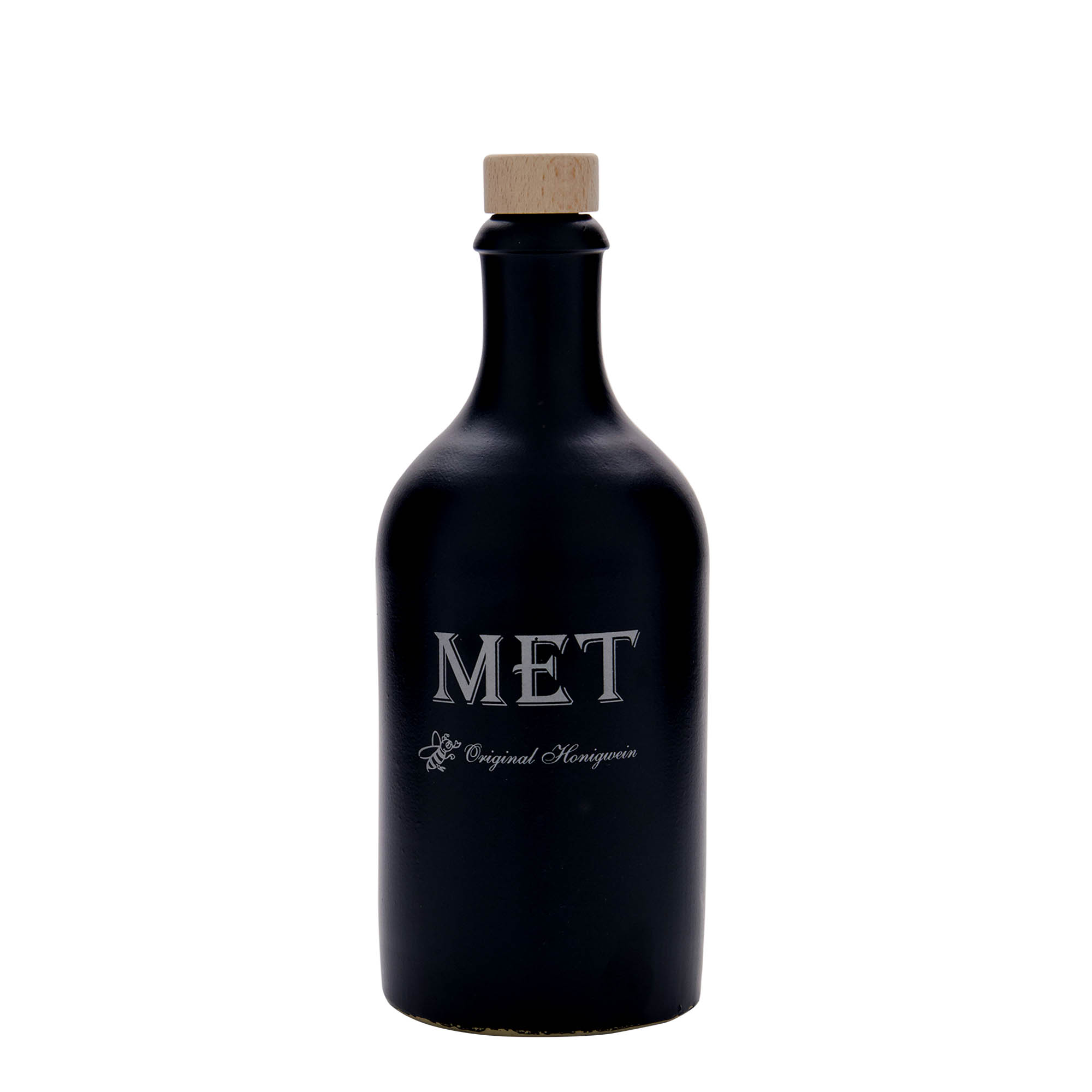 Κεραμικό μπουκάλι 500 ml, σχέδιο: Met, κεραμικό, μαύρο, στόμιο: φελλός