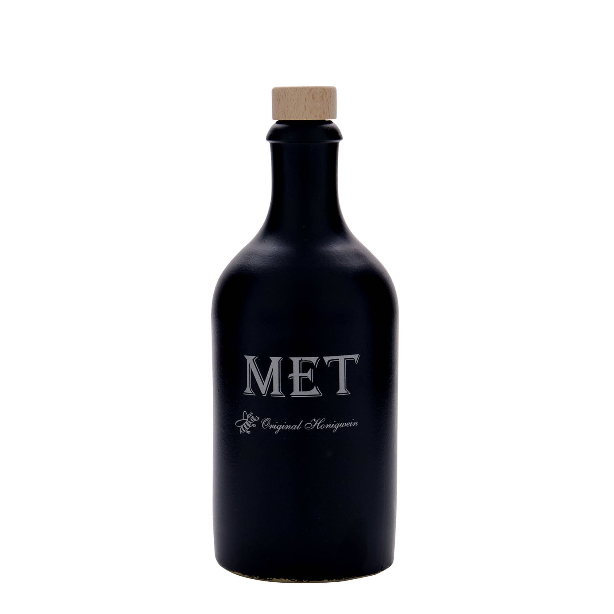 500 ml κανάτα από πηλό, θέμα: μέλι, κεραμική, μαύρο, στόμιο: φελλός