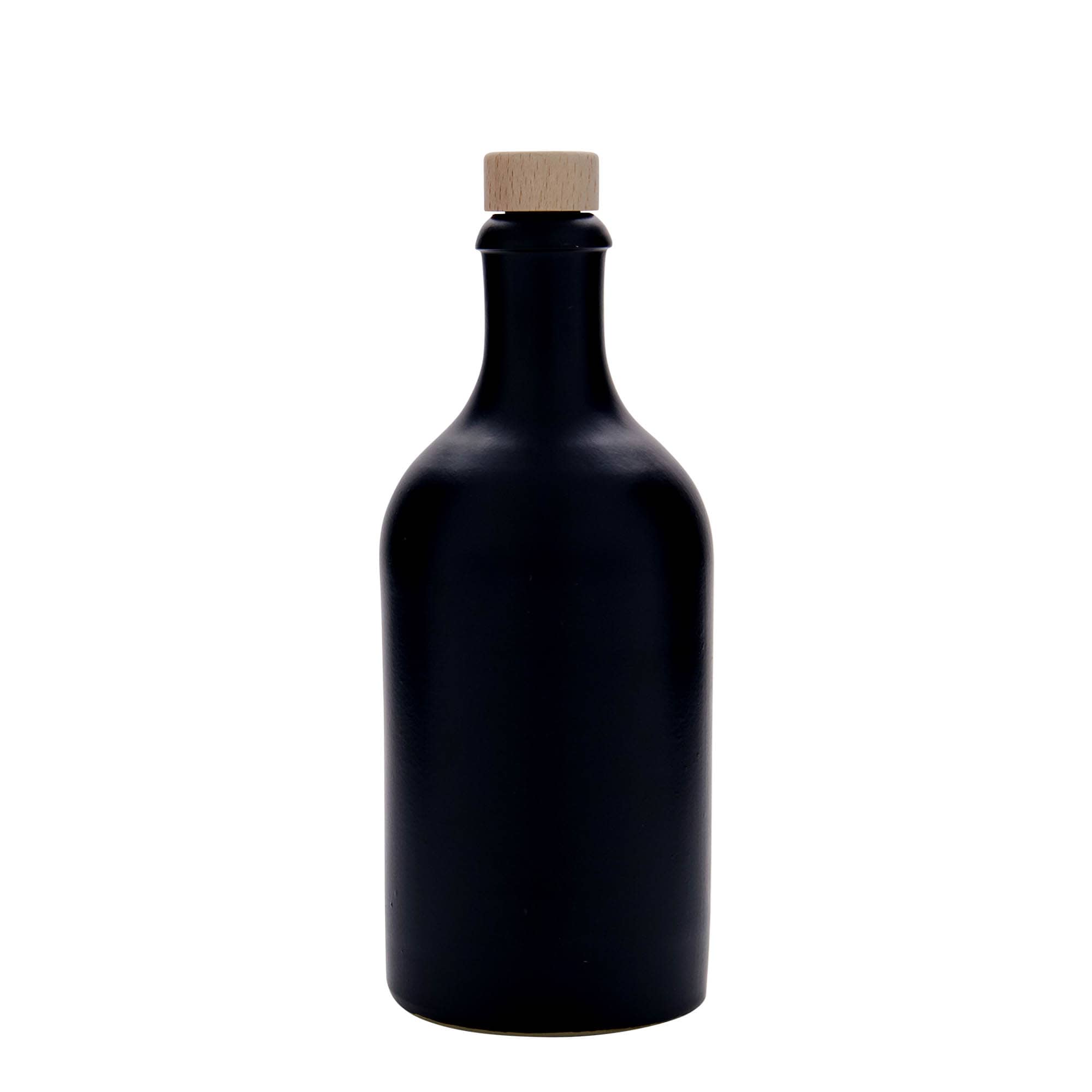 Κεραμικό μπουκάλι 500 ml, κεραμικό, μαύρο, στόμιο: φελλός