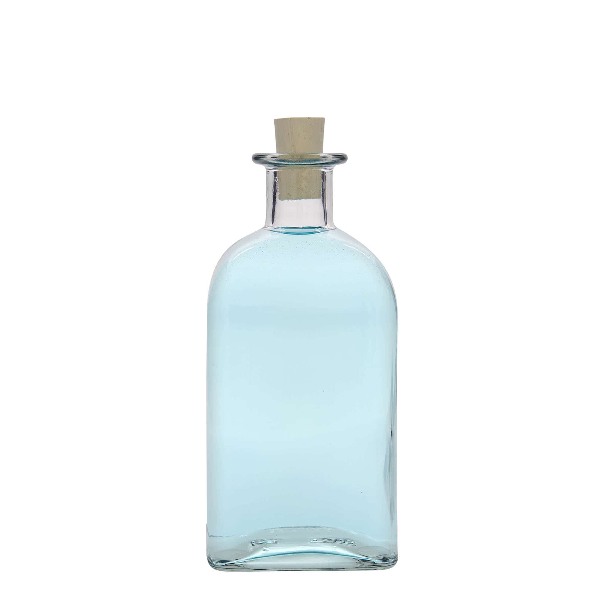 Γυάλινο μπουκάλι φαρμακείου 'Carré' 500 ml, τετράγωνο, στόμιο: φελλός