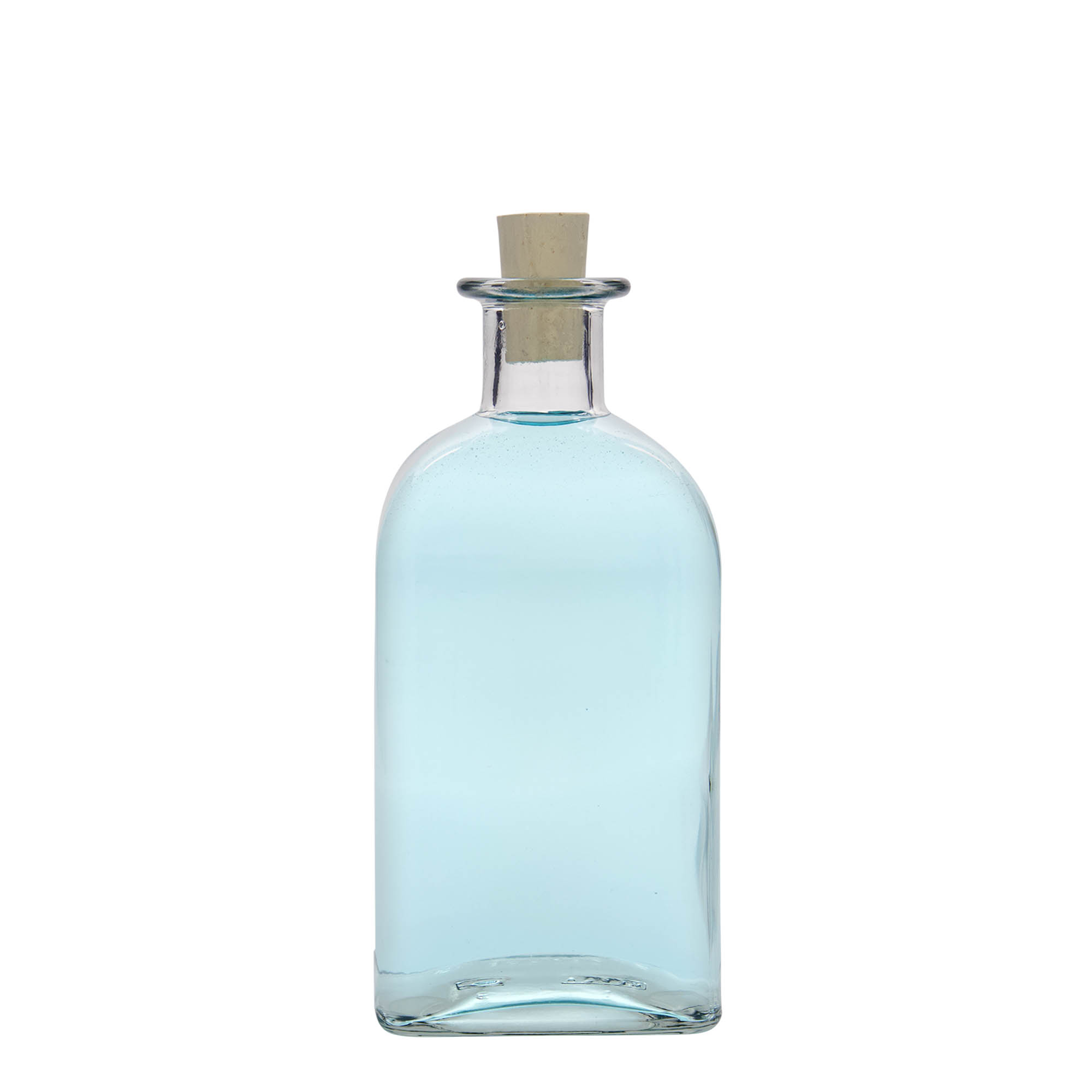 Γυάλινο μπουκάλι φαρμακείου 'Carré' 500 ml, τετράγωνο, στόμιο: φελλός