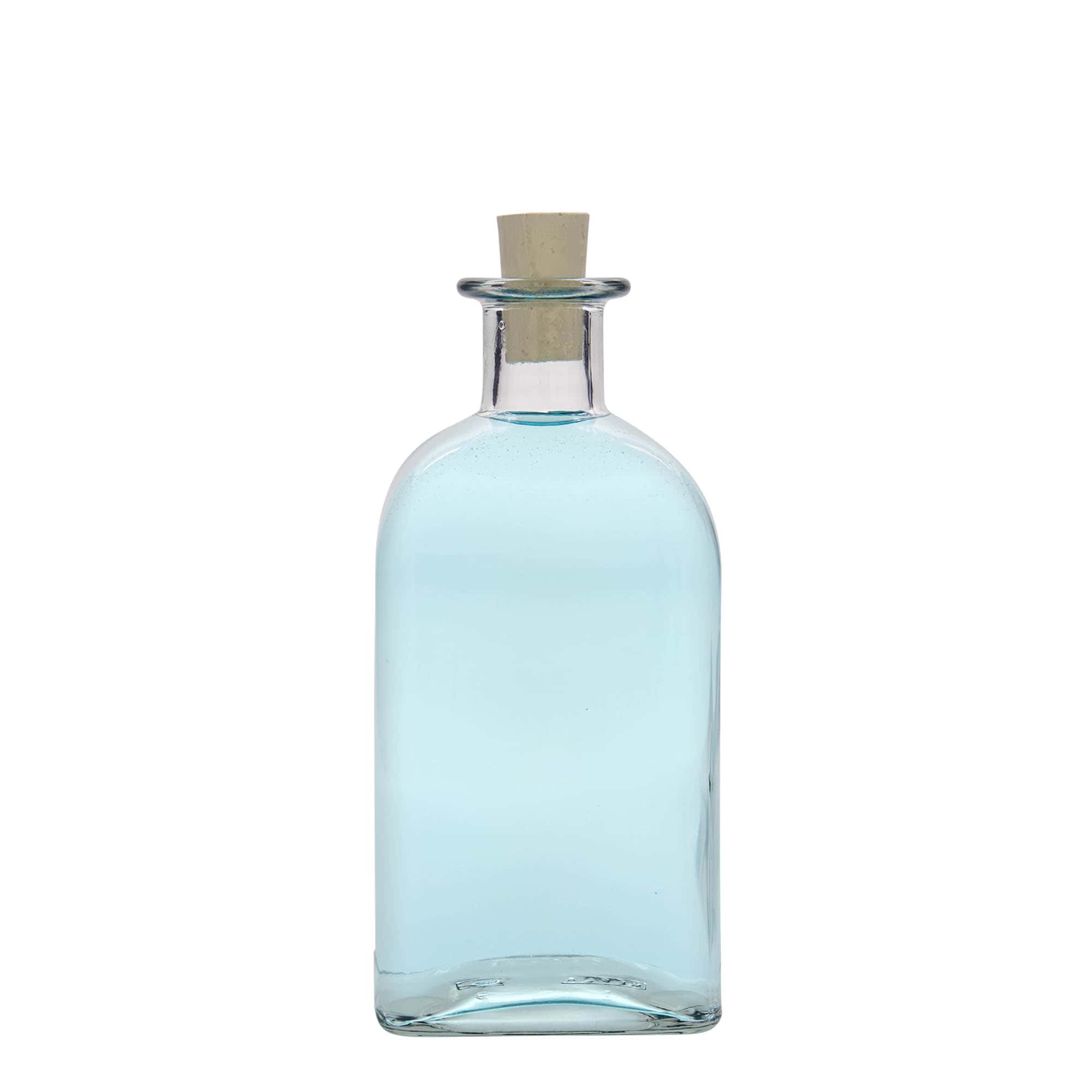 Γυάλινο μπουκάλι φαρμακείου 'Carré' 500 ml, τετράγωνο, στόμιο: φελλός