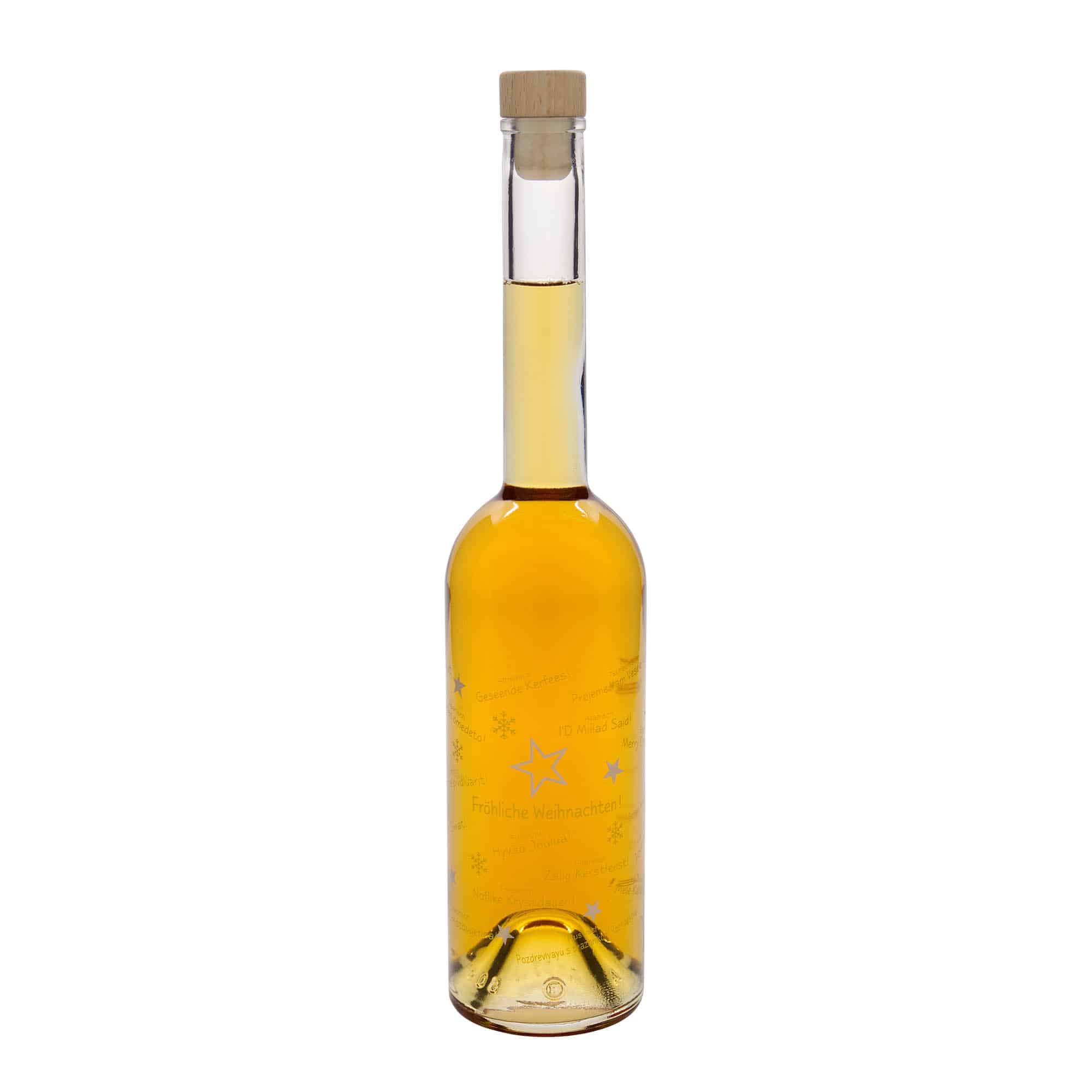 Γυάλινο μπουκάλι 'Opera' 500 ml, σχέδιο: Χριστούγεννα στον κόσμο, στόμιο: φελλός