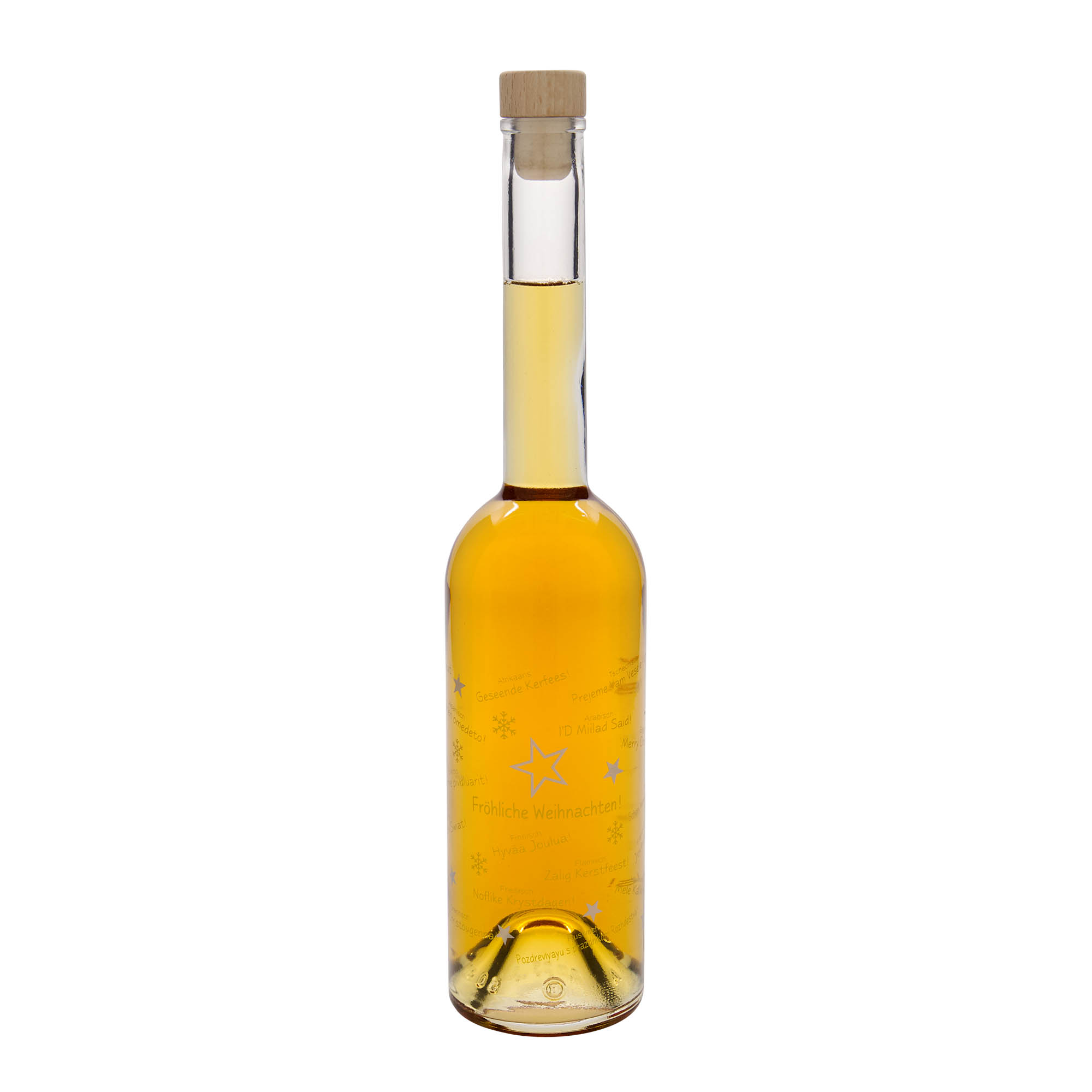 Γυάλινο μπουκάλι 'Opera' 500 ml, σχέδιο: Χριστούγεννα στον κόσμο, στόμιο: φελλός Γυάλινο μπουκάλι 'Opera' 500 ml, σχέδιο: Χριστούγεννα στον κόσμο, στόμιο: φελλός