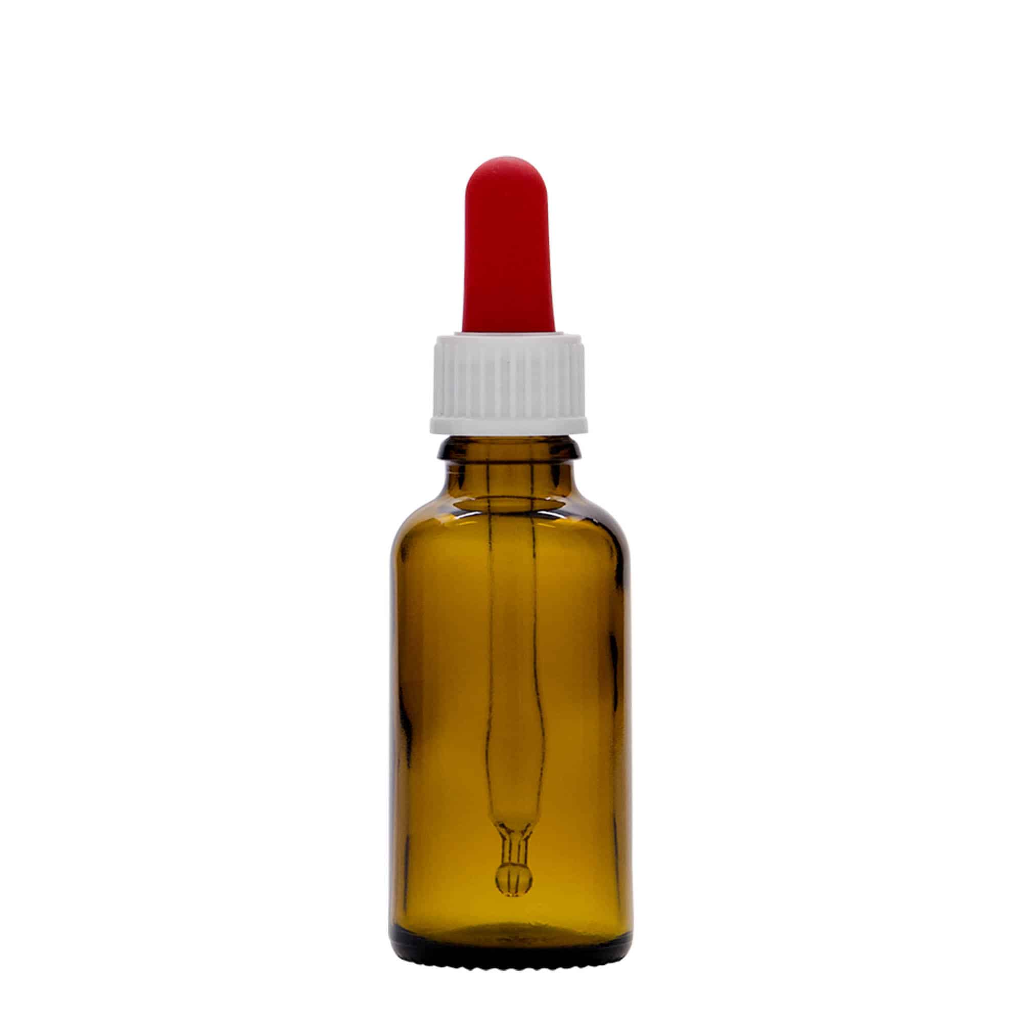 Μπουκάλι φαρμάκου με σταγονόμετρο 30 ml, γυάλινο, καφέ, στόμιο: DIN 18