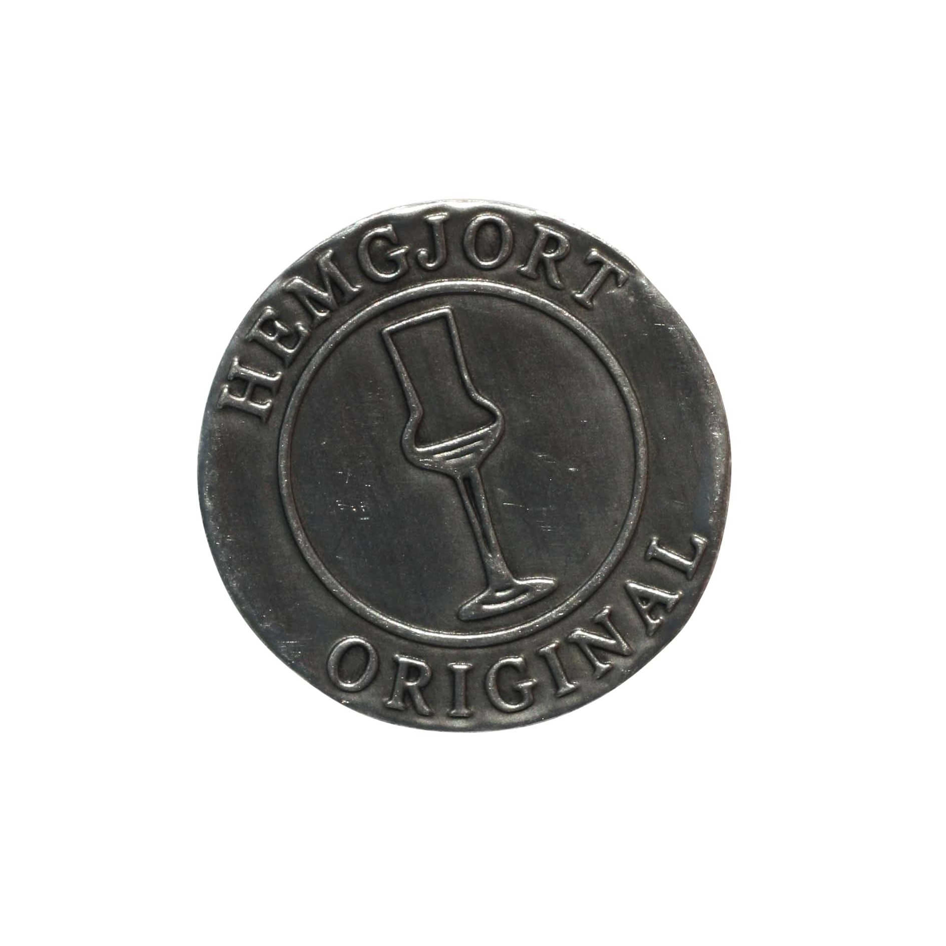 Μεταλλική ετικέτα 'Hemgjort Original', στρογγυλή, μεταλλική, ασημί