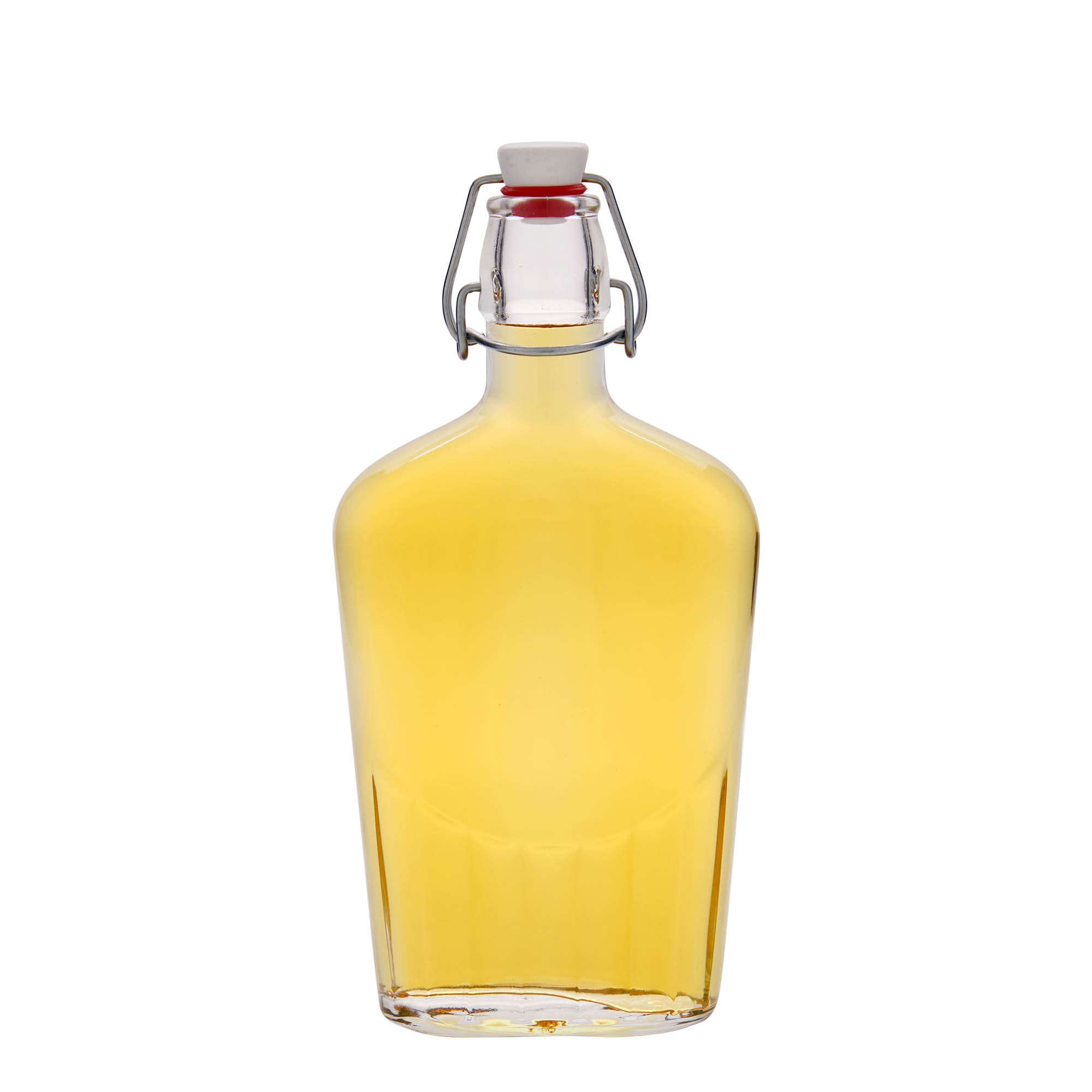 500 ml γυάλινο μπουκάλι 'Fiaschetta', οβάλ, στόμιο: κούμπωμα με μπρούτζινο κλιπ