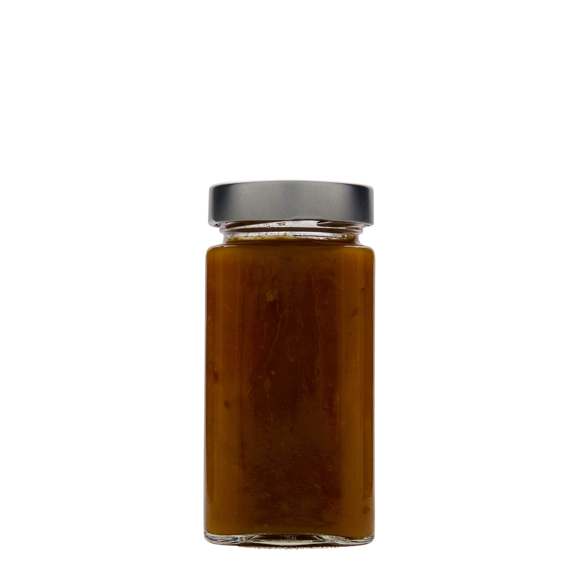 314 ml τετράγωνο γυάλινο βάζο 'Funny', στόμιο: Deep-Twist-Off (DTO 58)