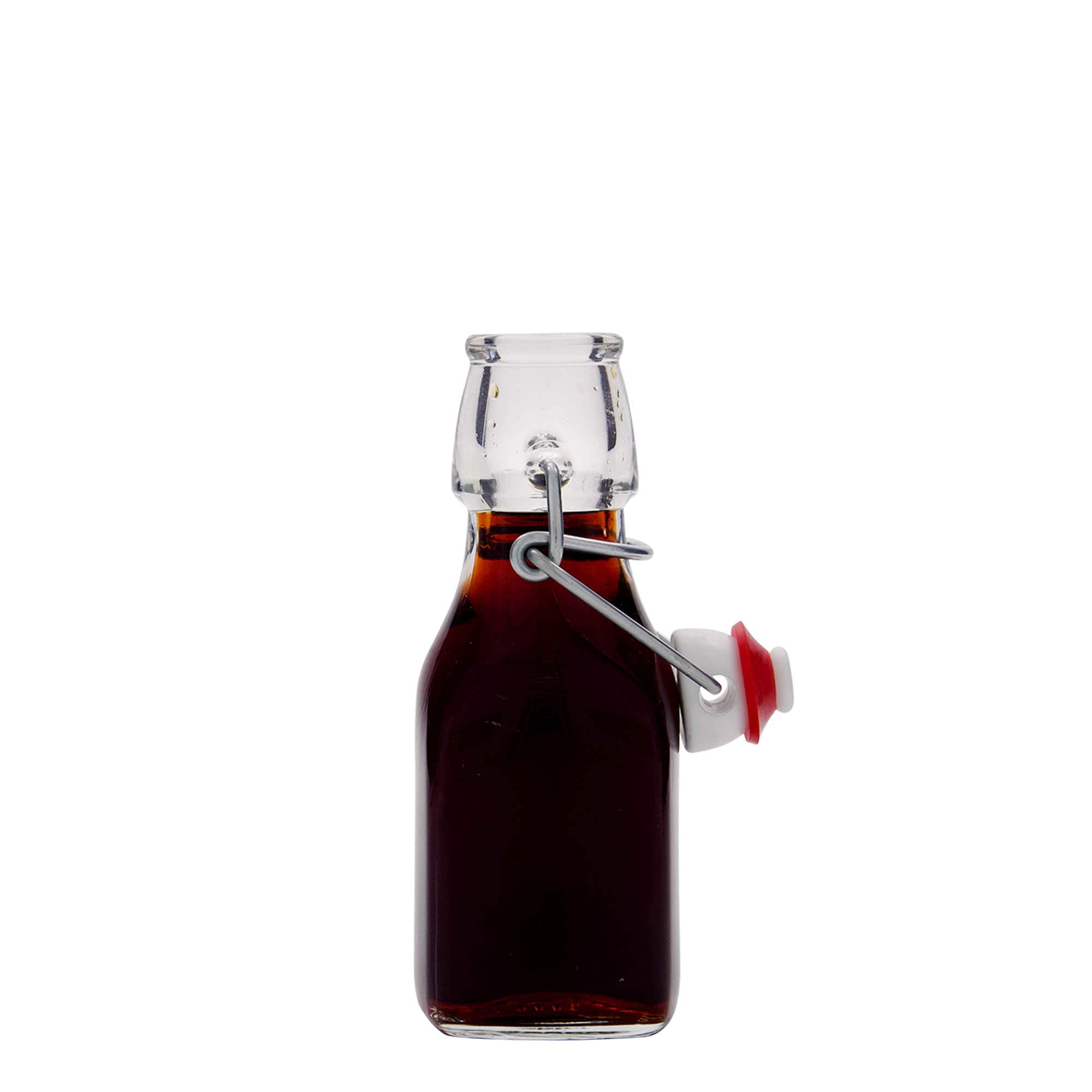 125 ml γυάλινο μπουκάλι 'Swing', τετράγωνο, στόμιο: κλείσιμο με μεταλλικό μπράτσο