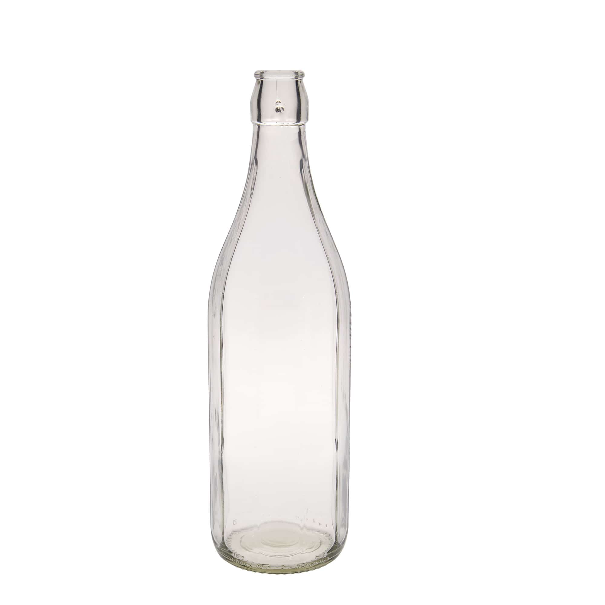 1.000 ml γυάλινο μπουκάλι 'Bravo', δεκαγωνικό, στόμιο: κλείσιμο με μπρούτζινο κλιπ