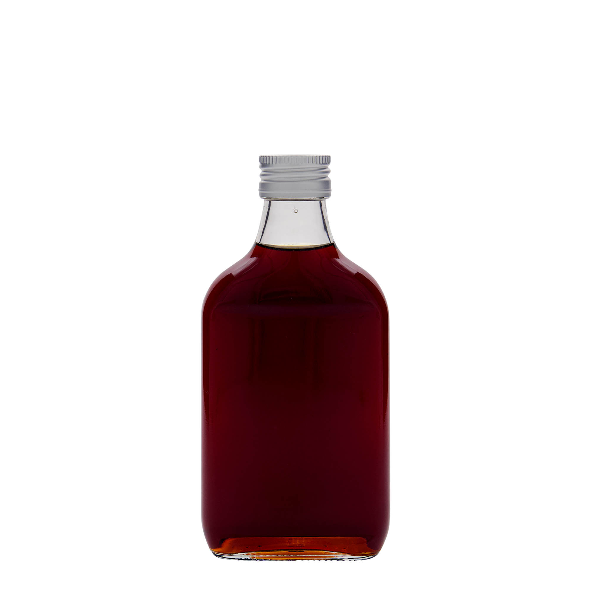 Φλασκί τσέπης 200 ml, ορθογώνιο, γυάλινο, στόμιο: PP 28 Φλασκί τσέπης 200 ml, ορθογώνιο, γυάλινο, στόμιο: PP 28