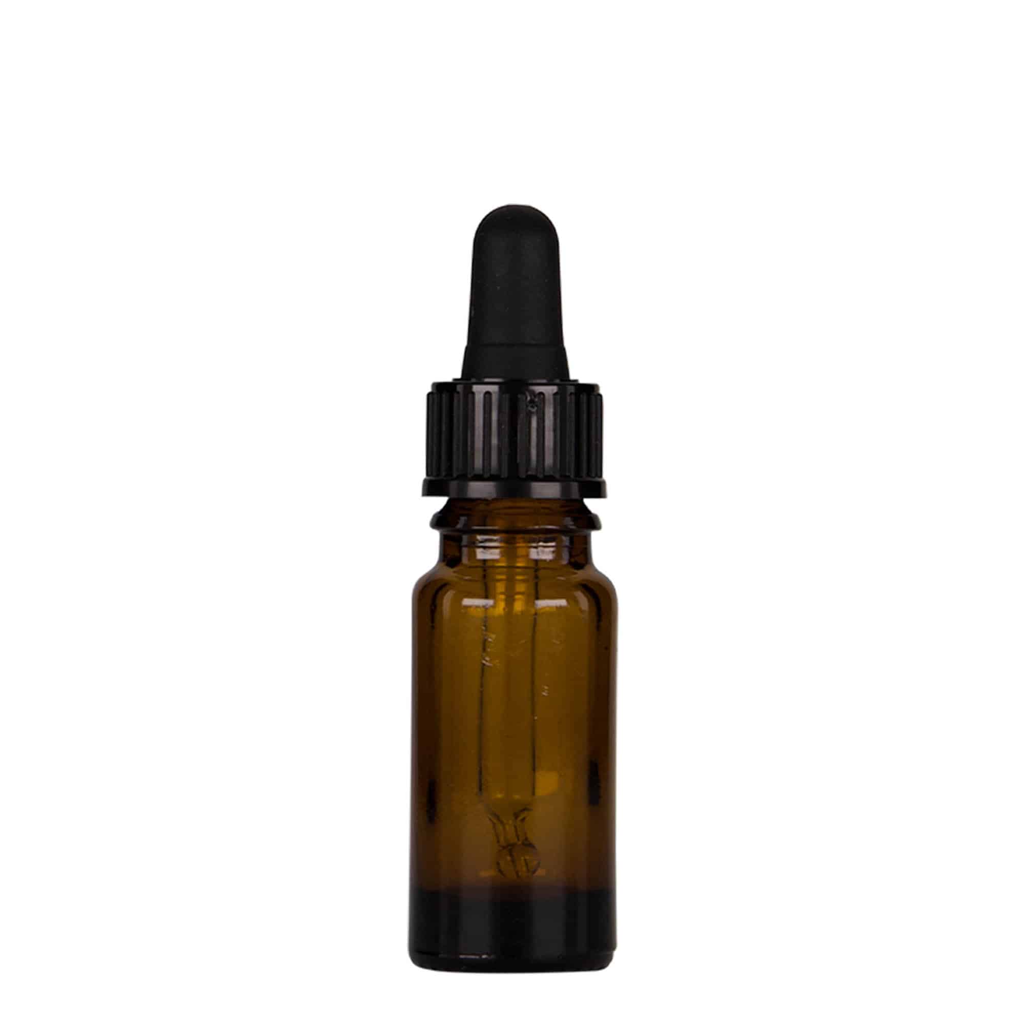 10 ml φιαλίδιο με πιπέτα, ιατρικό, γυάλινο, καφέ-μαύρο, στόμιο: DIN 18