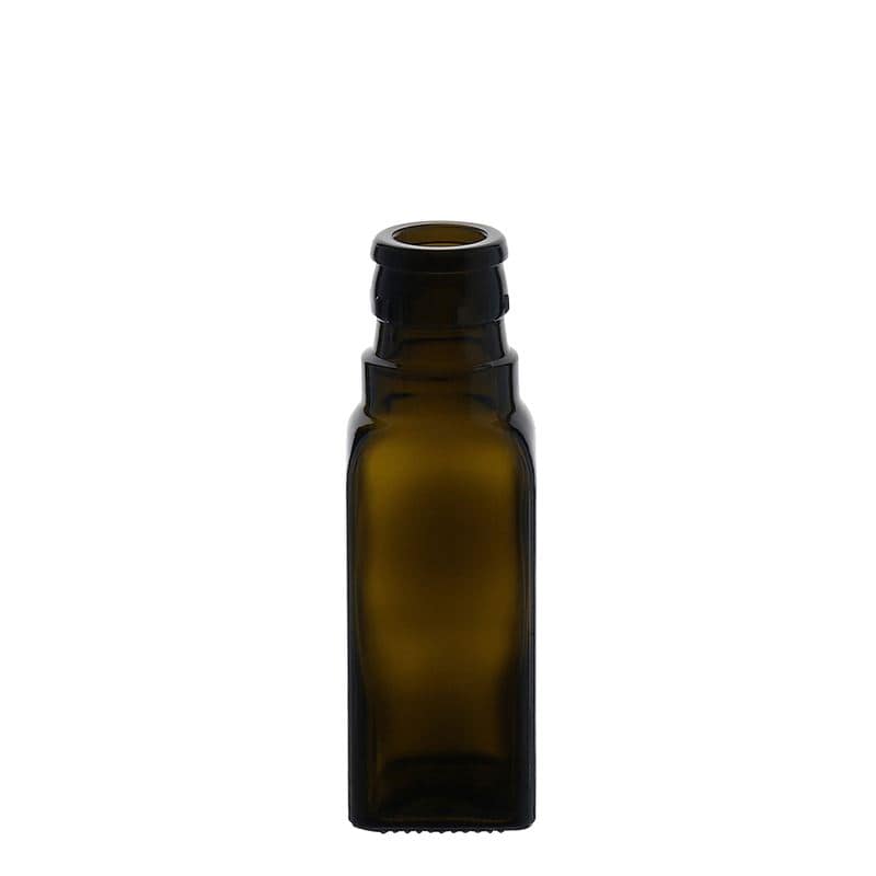 Μπουκάλι για ξίδι/λάδι 'Quadra' 100 ml, γυάλινο, τετράγωνο, πράσινο αντικέ, στόμιο: DOP