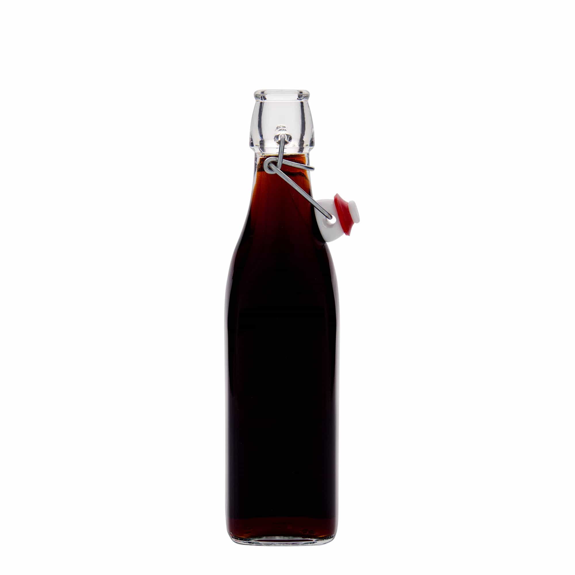 500 ml γυάλινο μπουκάλι 'Swing, τετράγωνο, στόμιο: κλείσιμο με μανταλάκι