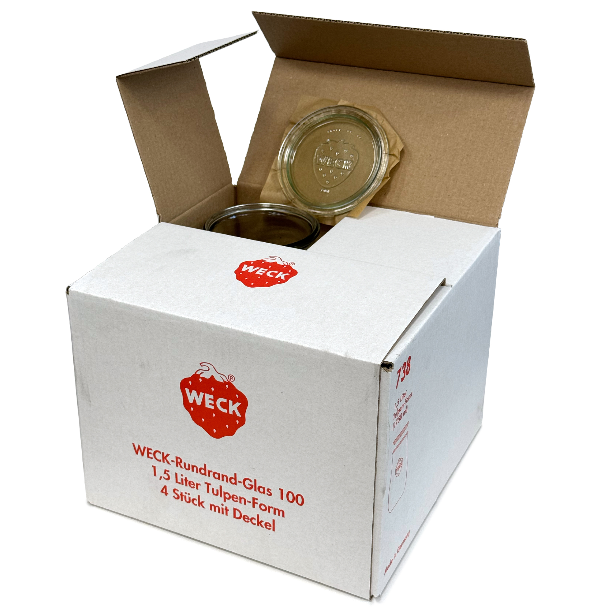 4x Βάζο-τουλίπα WECK 1750 ml με γυάλινο καπάκι RR 100