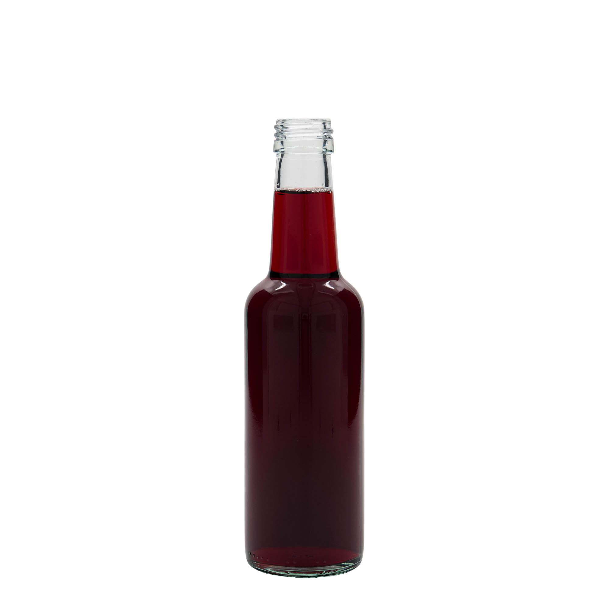 Γυάλινο μπουκάλι με ίσιο λαιμό 250 ml, στόμιο: PP 28 Γυάλινο μπουκάλι με ίσιο λαιμό 250 ml, στόμιο: PP 28