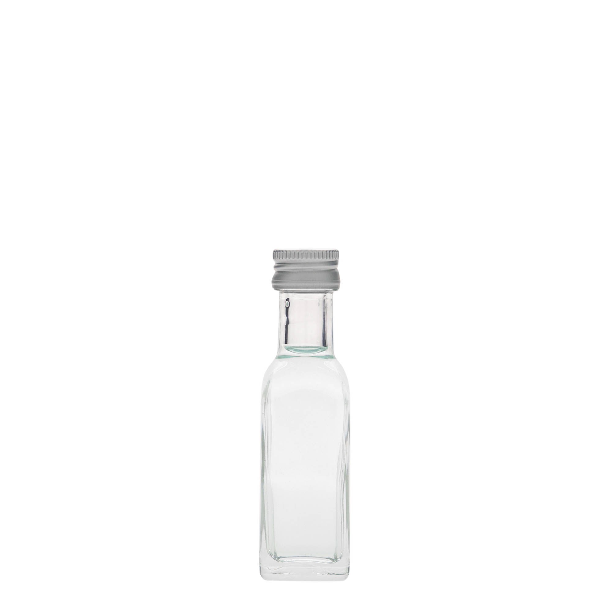 Γυάλινο μπουκάλι 'Marasca' 20 ml, τετράγωνο, στόμιο: PP 18 Γυάλινο μπουκάλι 'Marasca' 20 ml, τετράγωνο, στόμιο: PP 18