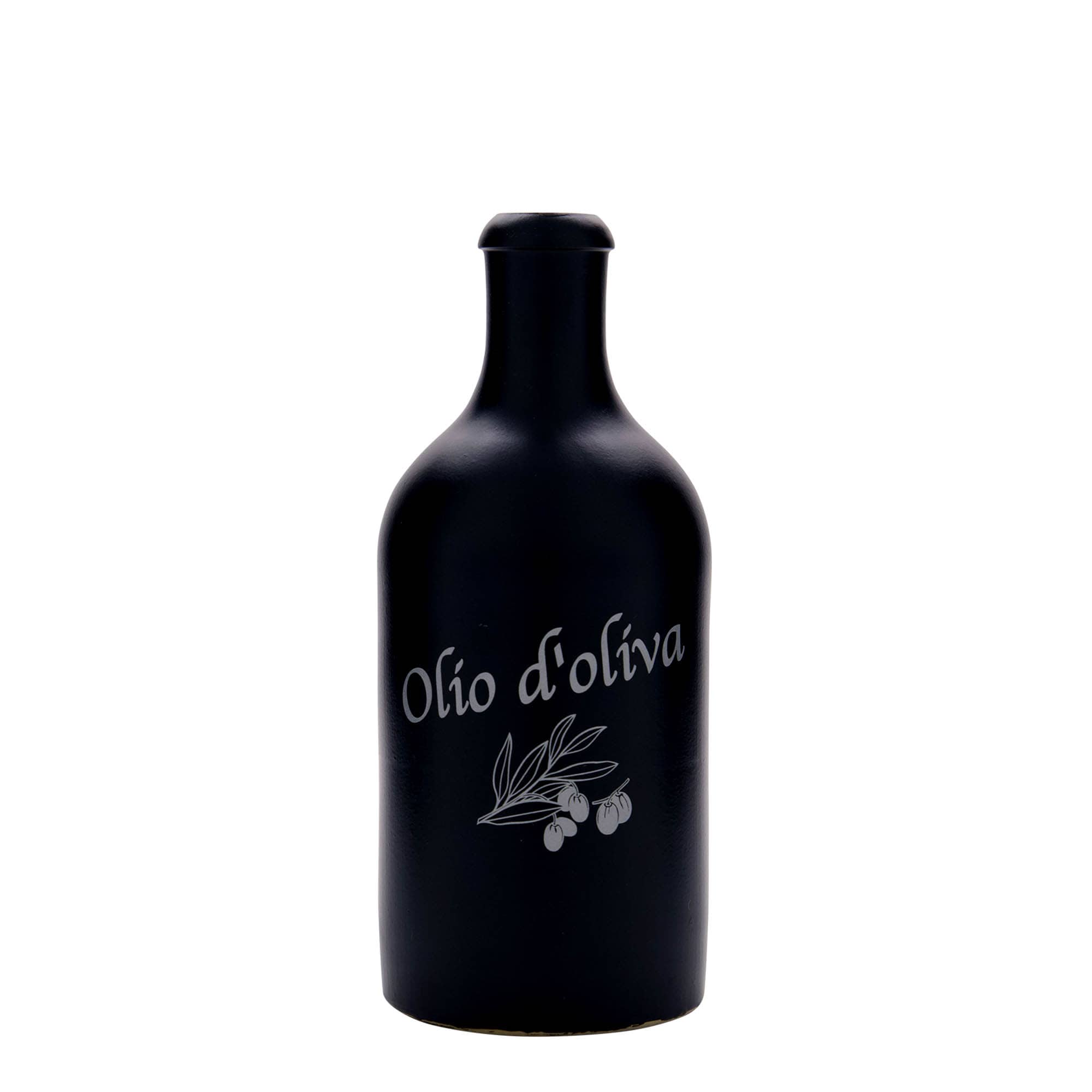 Κεραμικό μπουκάλι 500 ml, σχέδιο: Olio d'Oliva, κεραμικό, μαύρο, στόμιο: φελλός