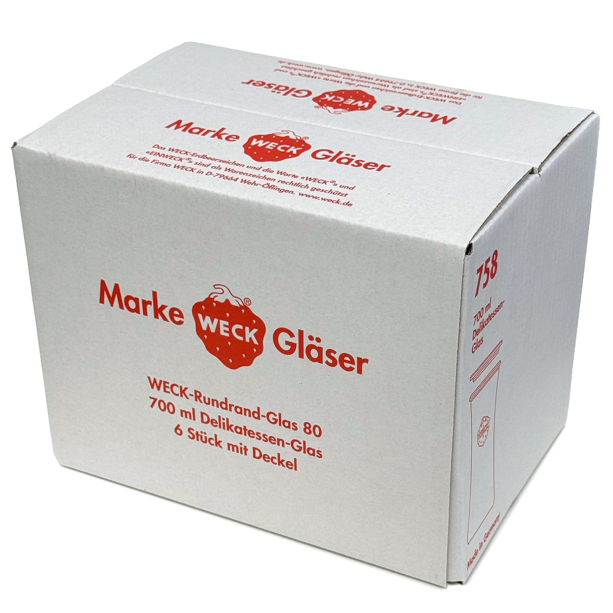 6x Βάζο για εκλεκτά τρόφιμα WECK 730 ml με γυάλινο καπάκι RR 80