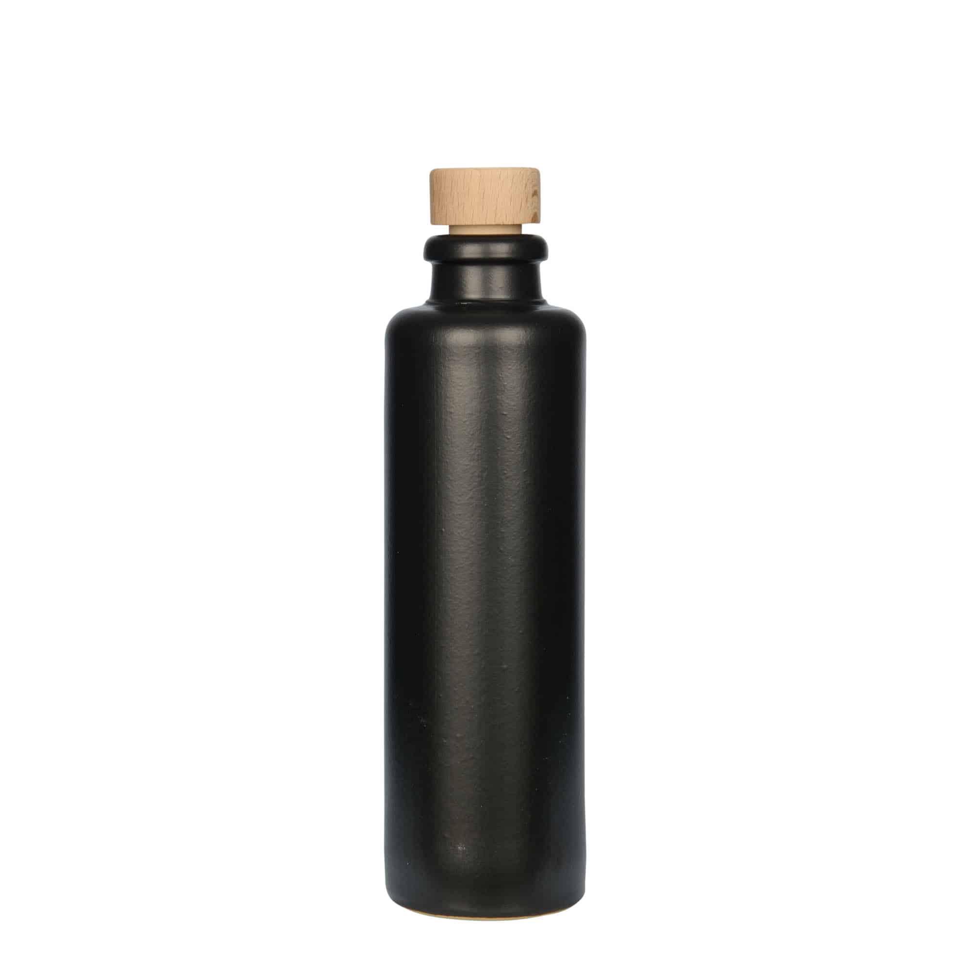 Κεραμικό μπουκάλι 200 ml, κεραμικό, μαύρο, στόμιο: φελλός