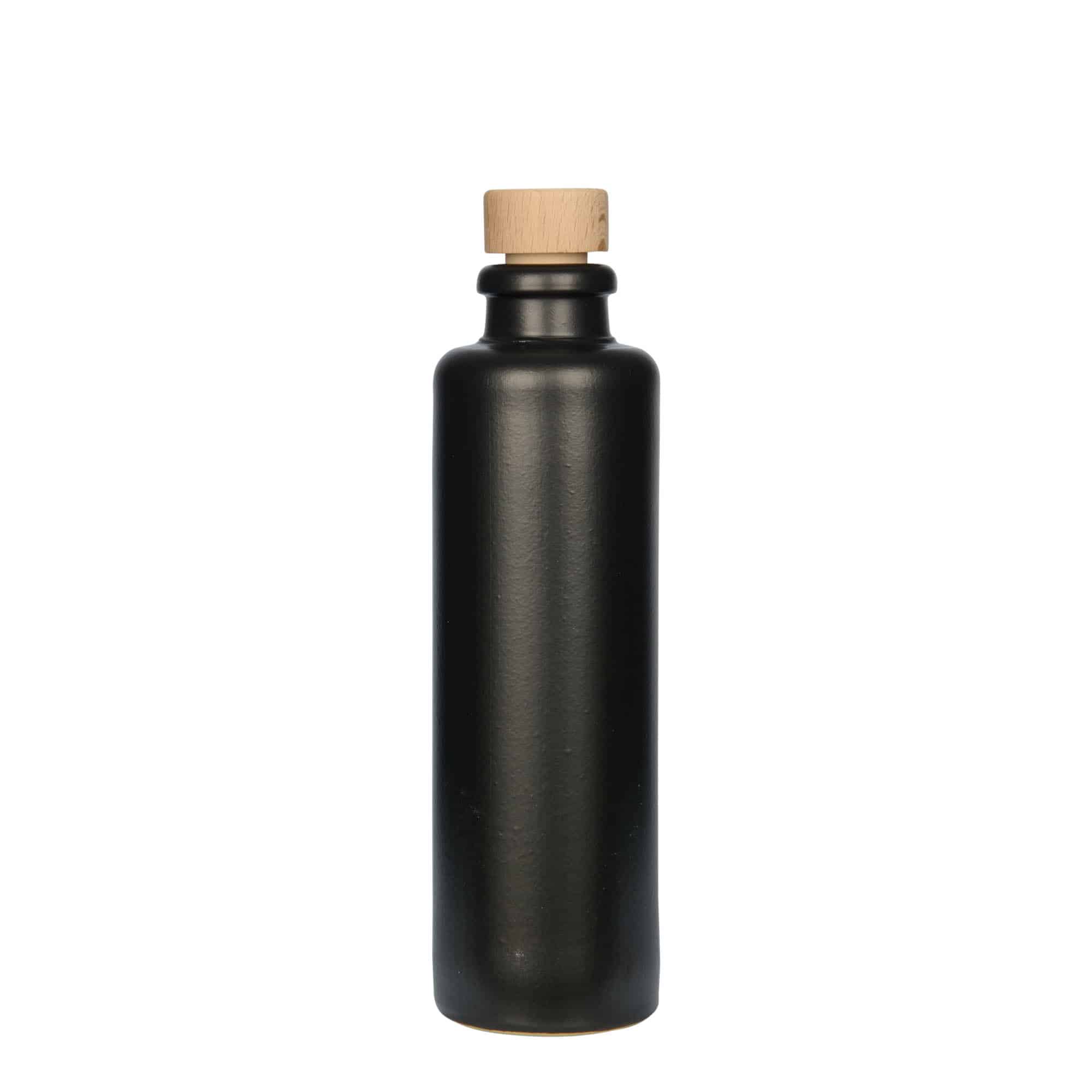 Κεραμικό μπουκάλι 200 ml, κεραμικό, μαύρο, στόμιο: φελλός