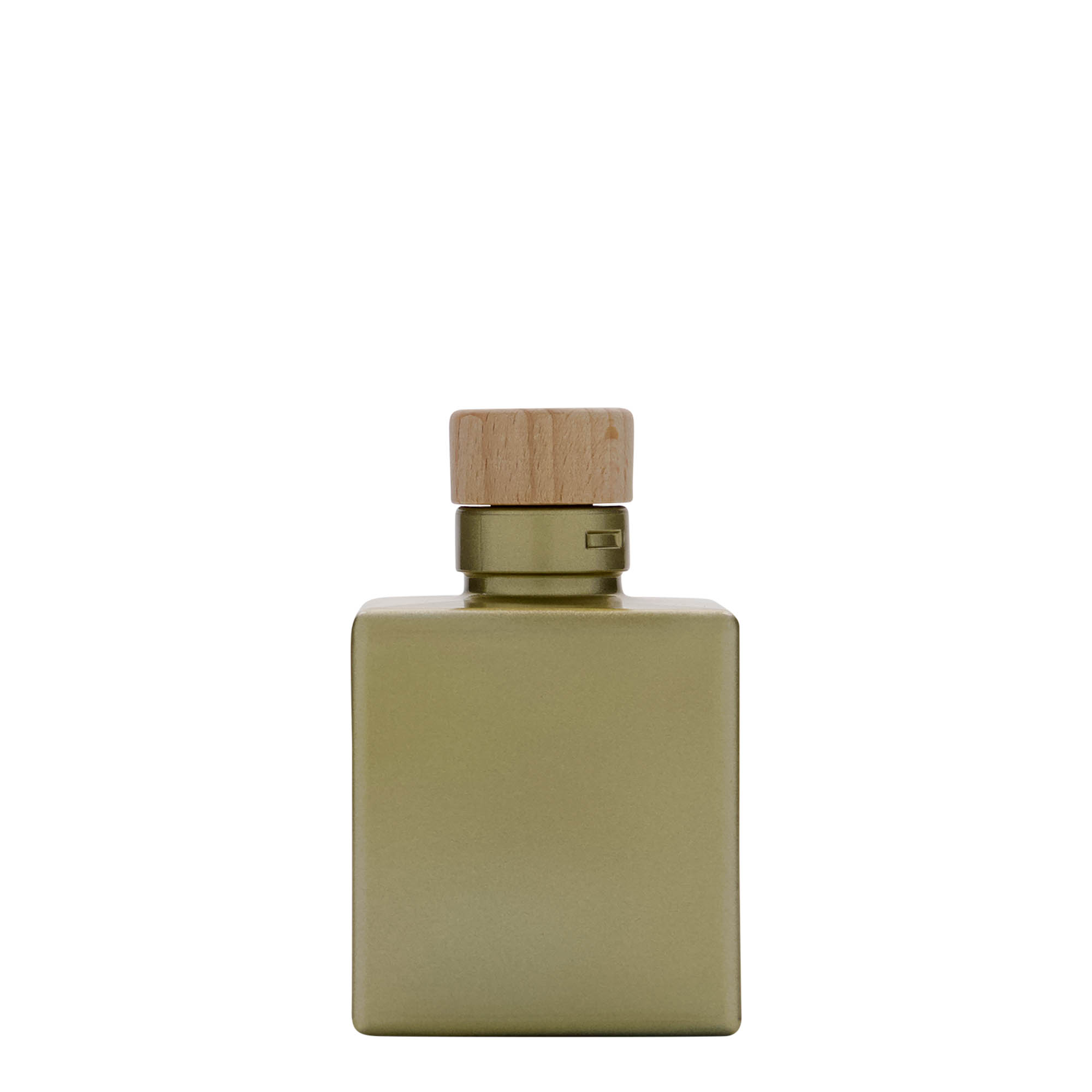 Γυάλινο μπουκάλι 'Cube' 100 ml, τετράγωνο, χρυσό, στόμιο: φελλός