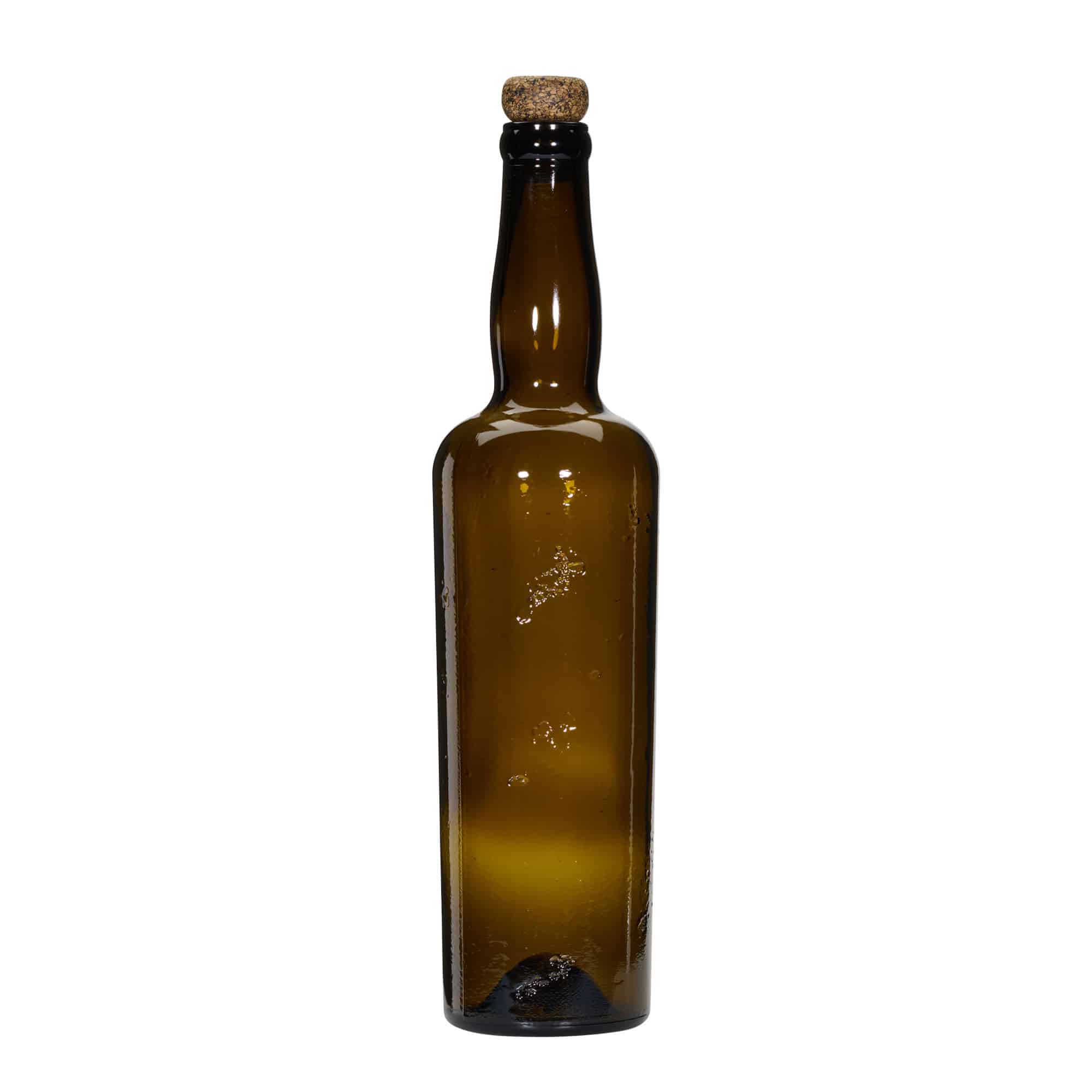 750 ml Άγρια Κατασκευασμένο Γυάλινο Μπουκάλι 'Siroco', καφέ, στόμιο: φελλός