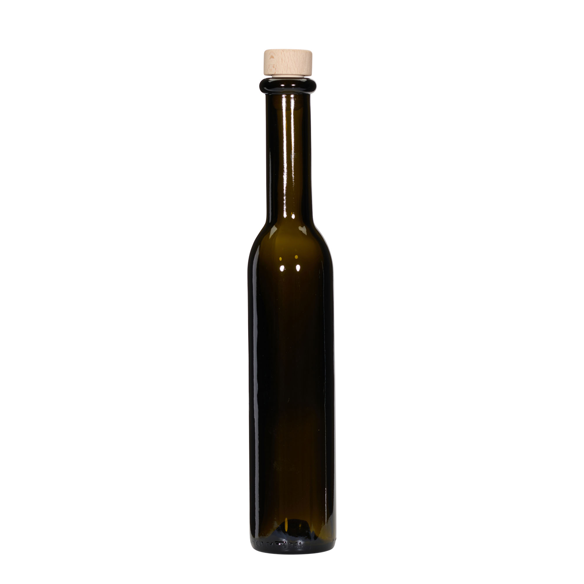 250 ml Glasflasche 'Rocky', antikgrün, Mündung: Kork