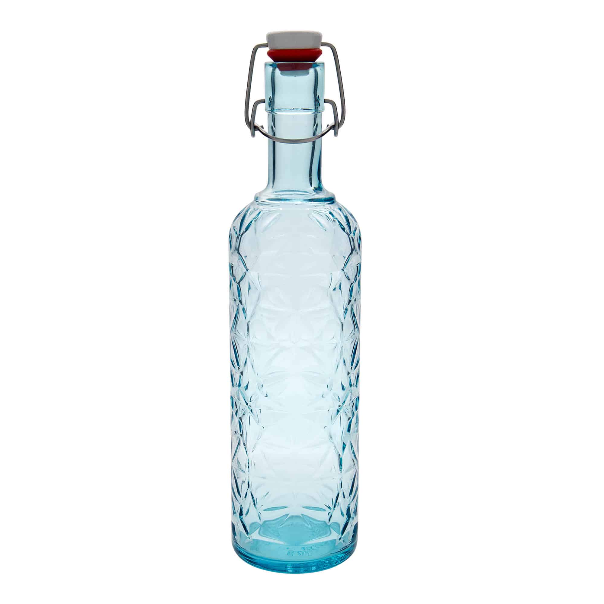 Γυάλινο μπουκάλι 'Oriente' 1.000 ml, γαλάζιο, στόμιο: μηχανικό πώμα